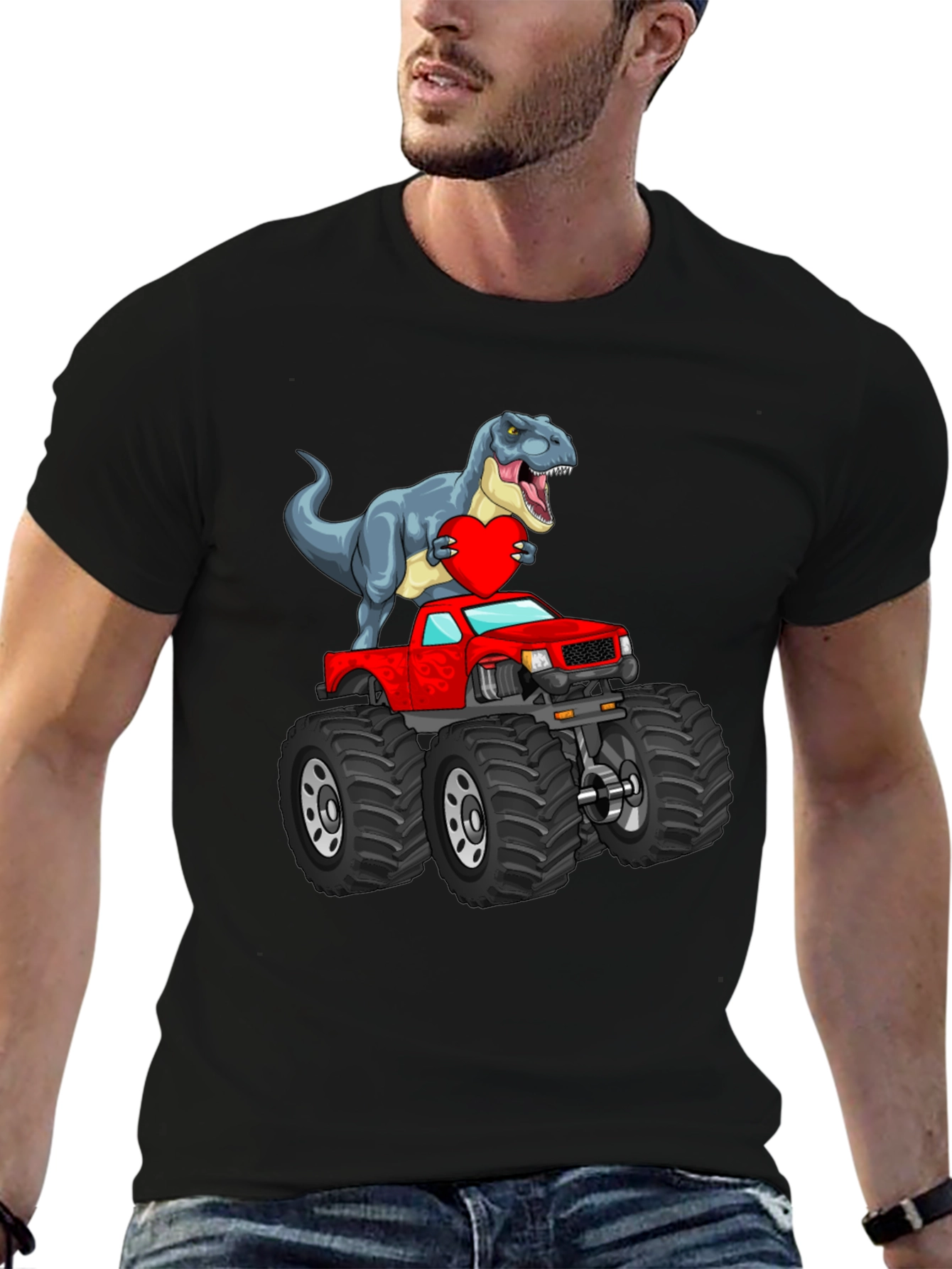 Dino Monster Truck T-Shirt - Valentines Day Gift