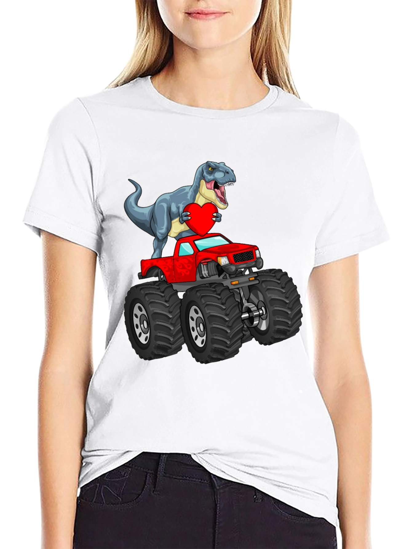 Dino Monster Truck T-Shirt - Valentines Day Gift