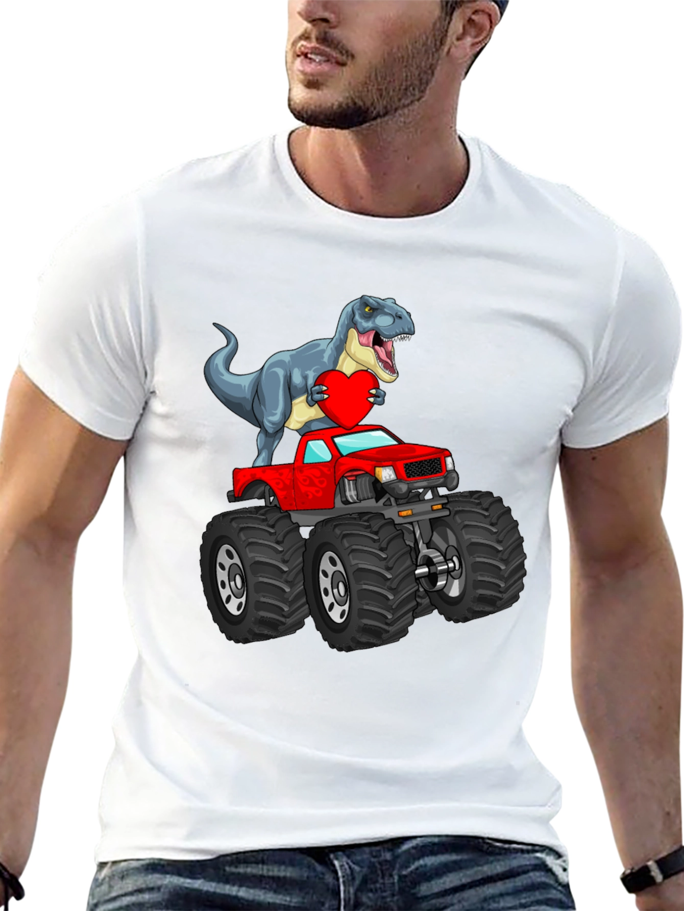 Dino Monster Truck T-Shirt - Valentines Day Gift