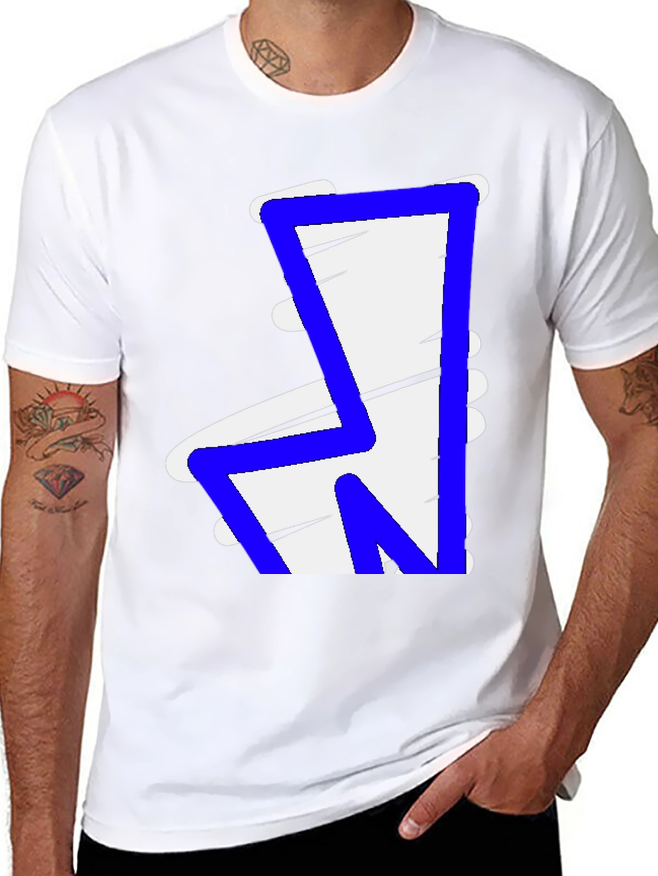 Bold Graphic Tee - Abstract Blue & White Design