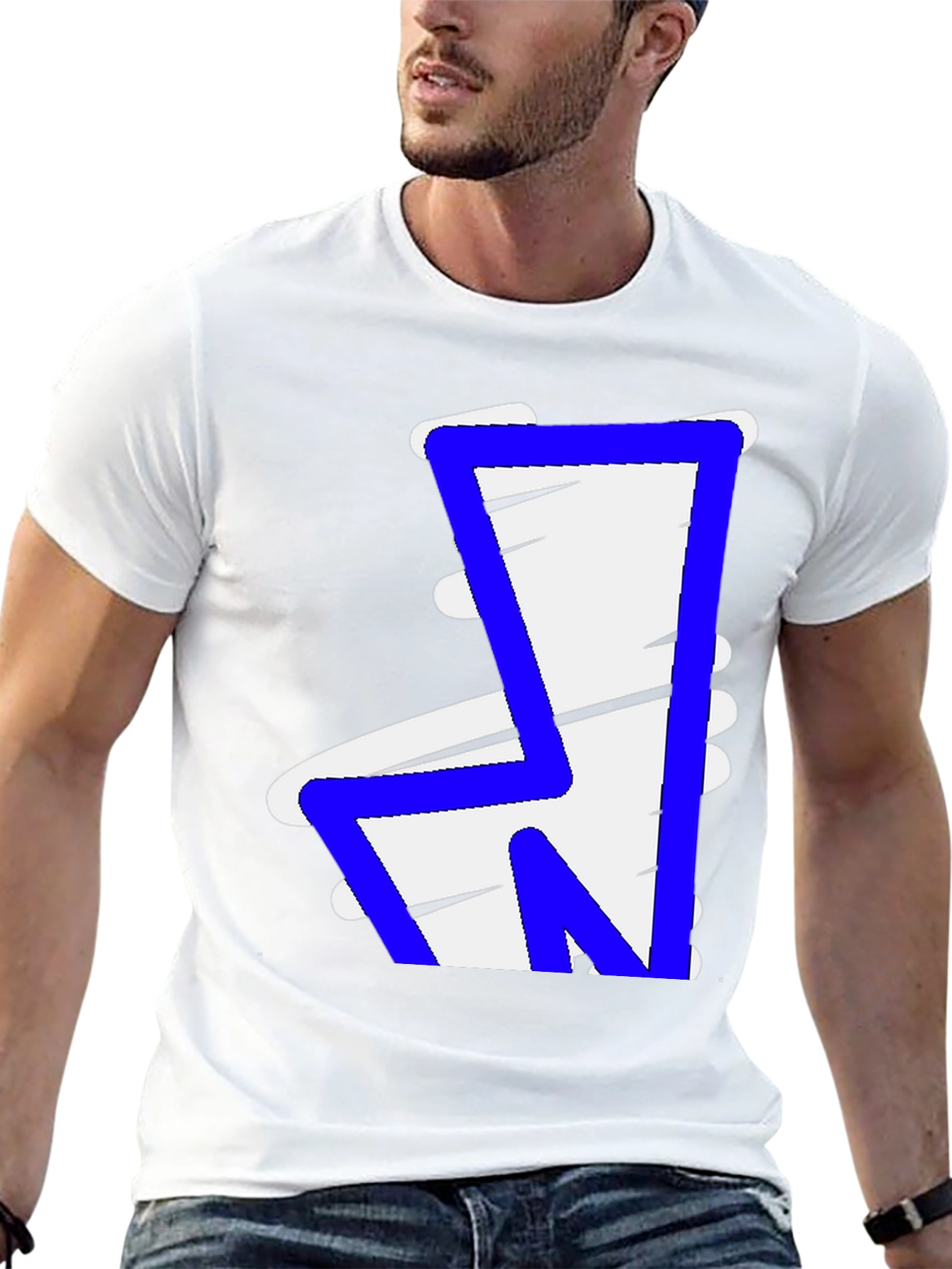 Bold Graphic Tee - Abstract Blue & White Design