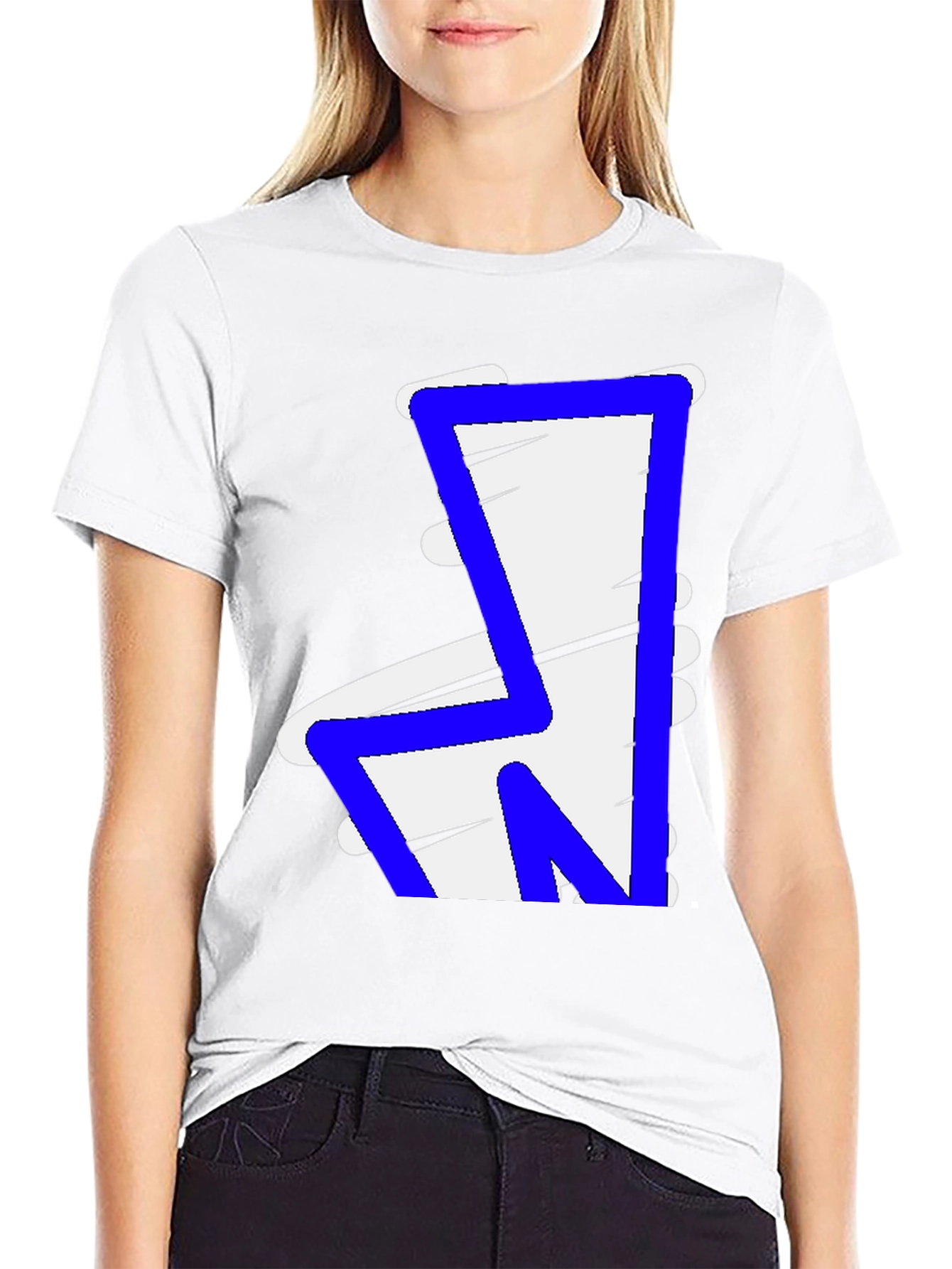 Bold Graphic Tee - Abstract Blue & White Design