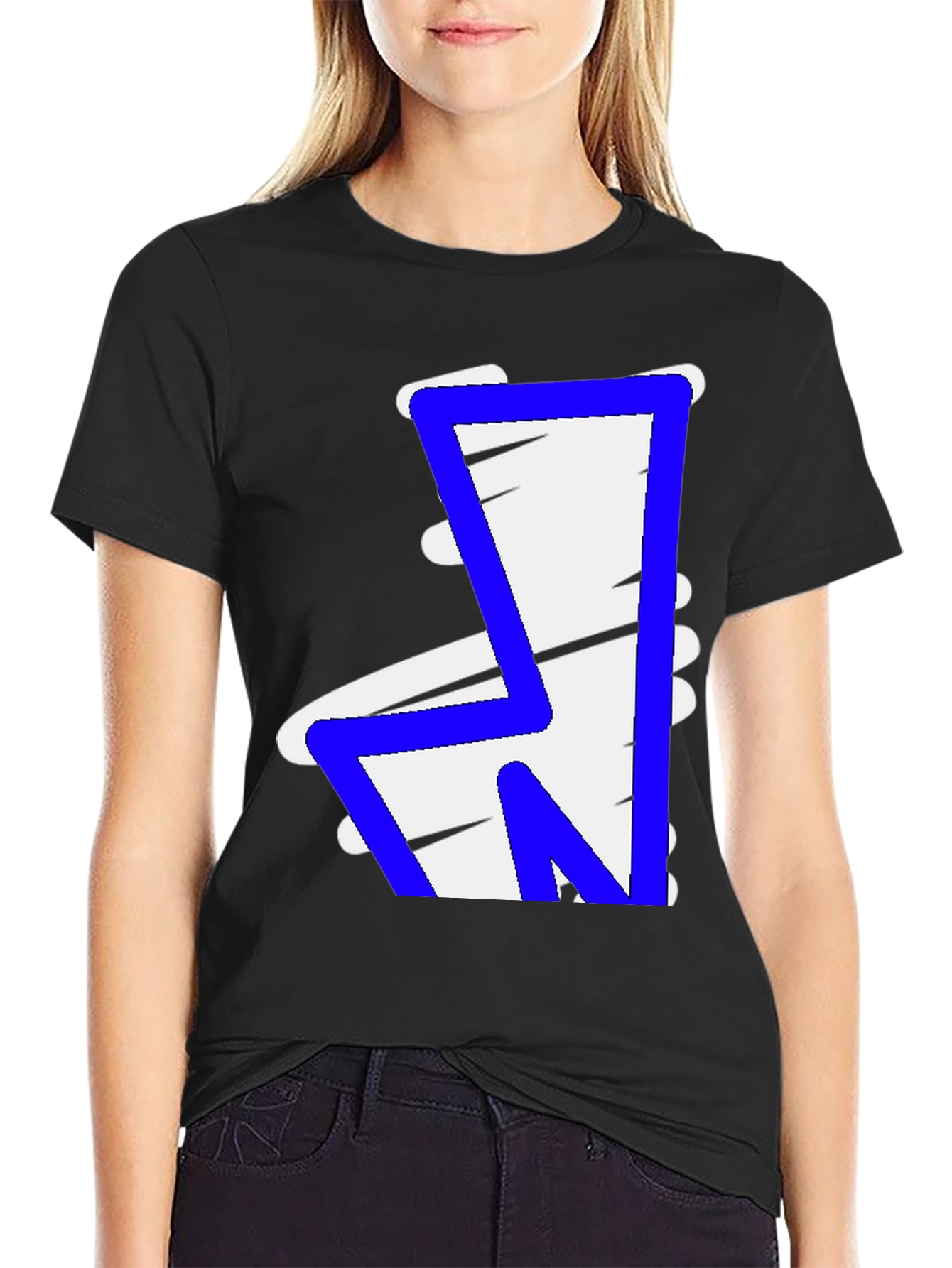 Bold Graphic Tee - Abstract Blue & White Design