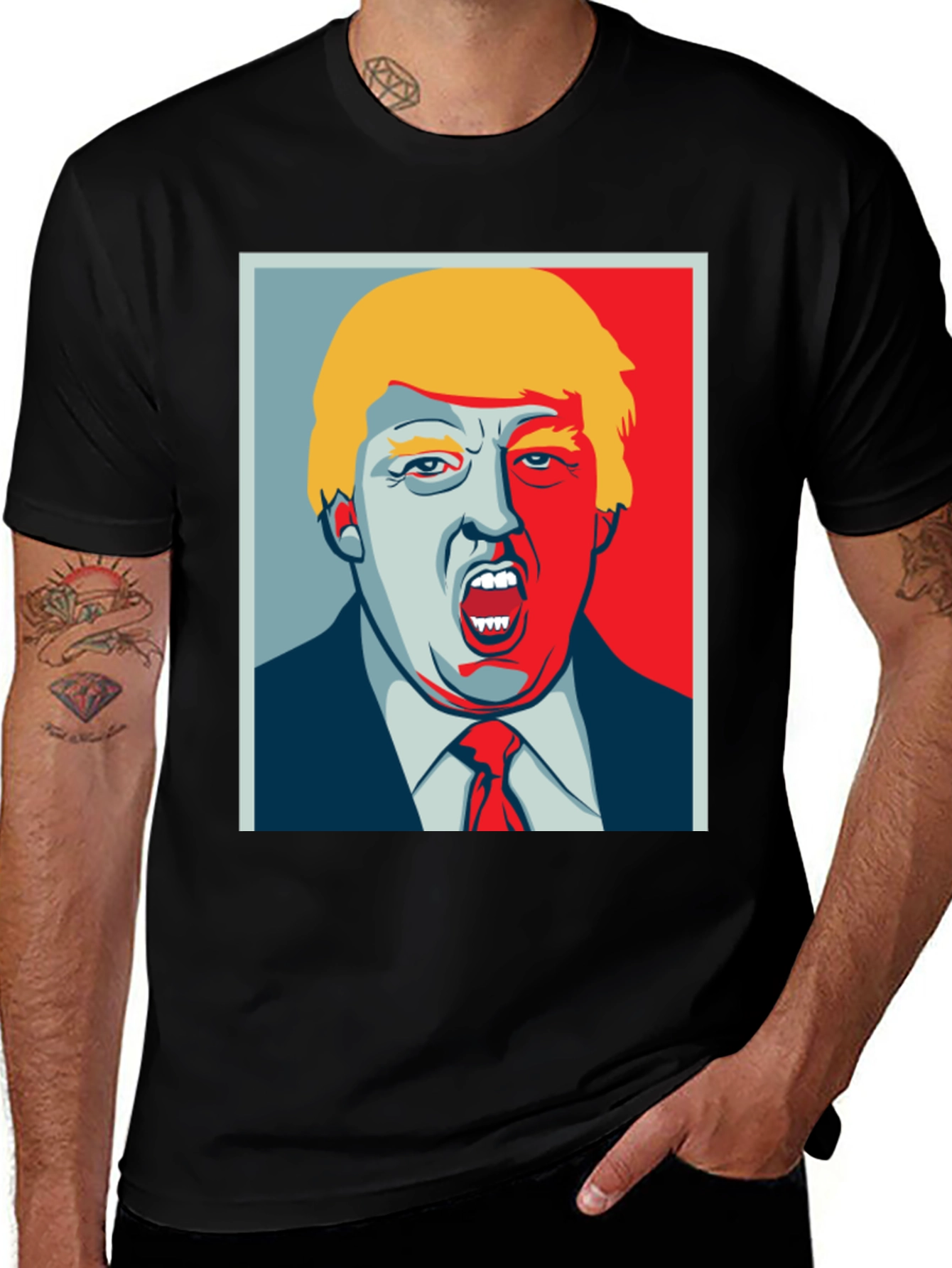 Trump Political Art Graphic Tee - Black Cotton T-Shirt