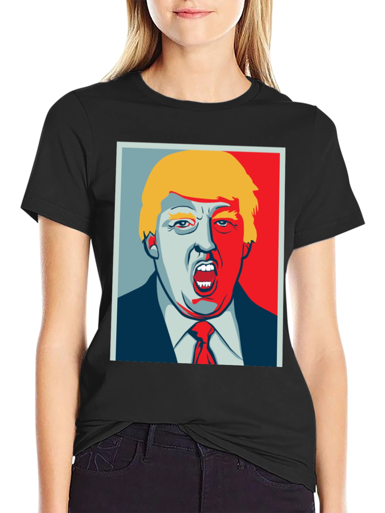 Trump Political Art Graphic Tee - Black Cotton T-Shirt