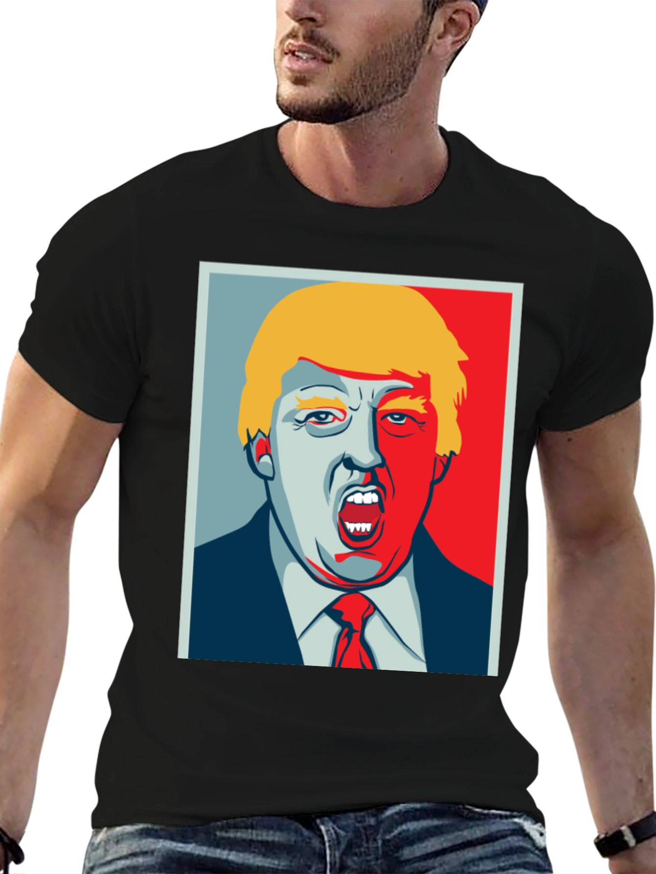 Trump Political Art Graphic Tee - Black Cotton T-Shirt