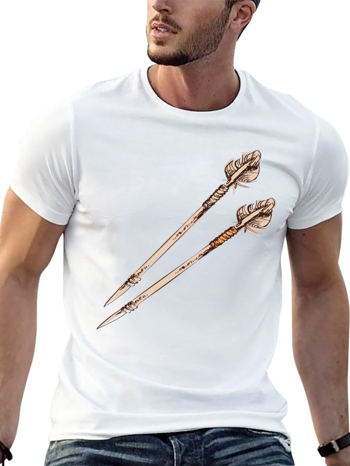 Arrow Graphic Tee - Unique Design Black Shirt