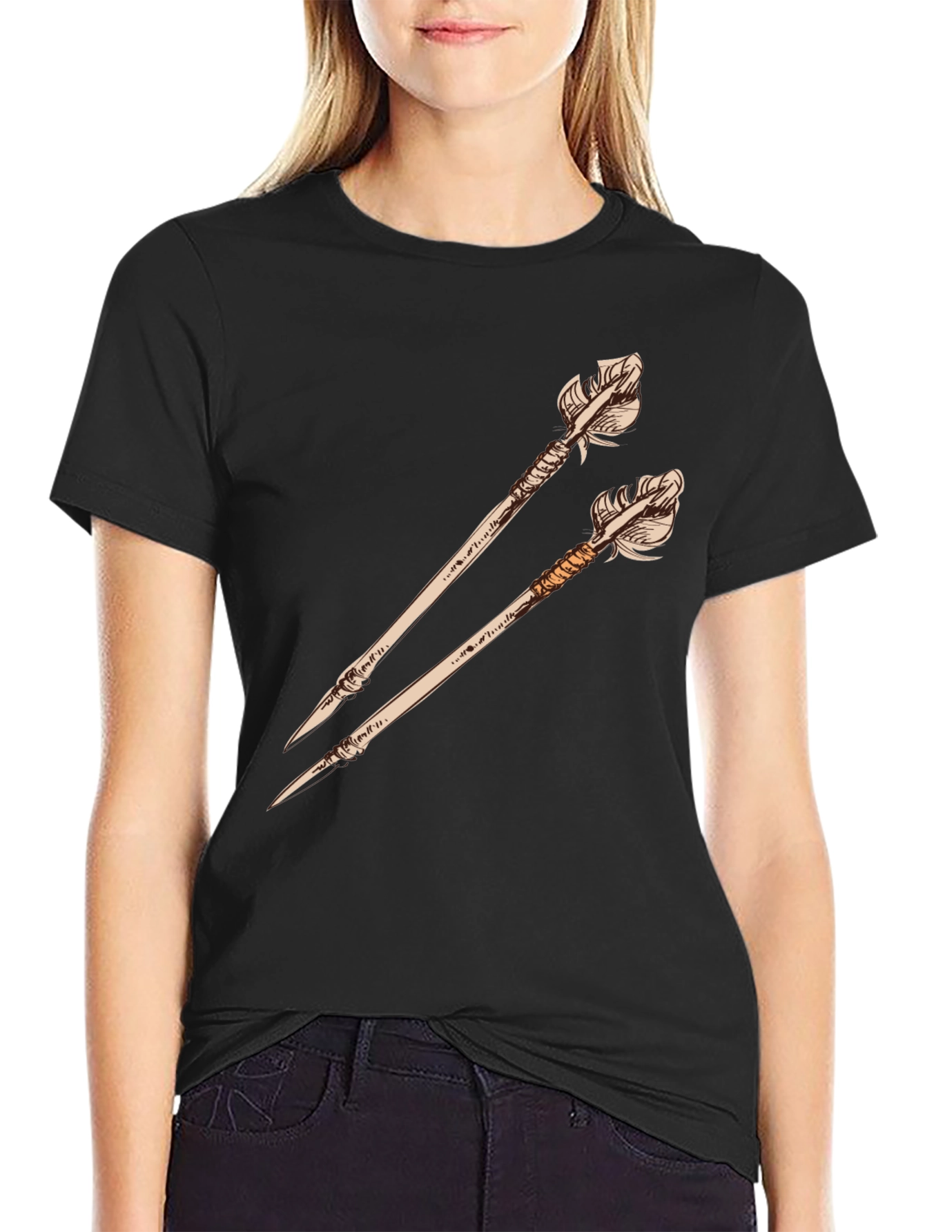 Arrow Graphic Tee - Unique Design Black Shirt