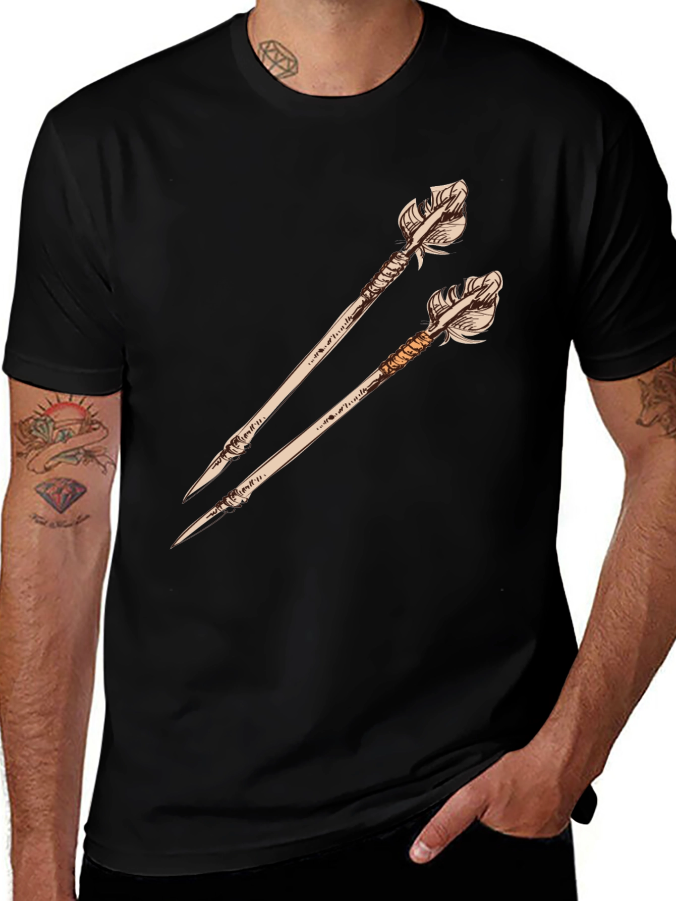 Arrow Graphic Tee - Unique Design Black Shirt