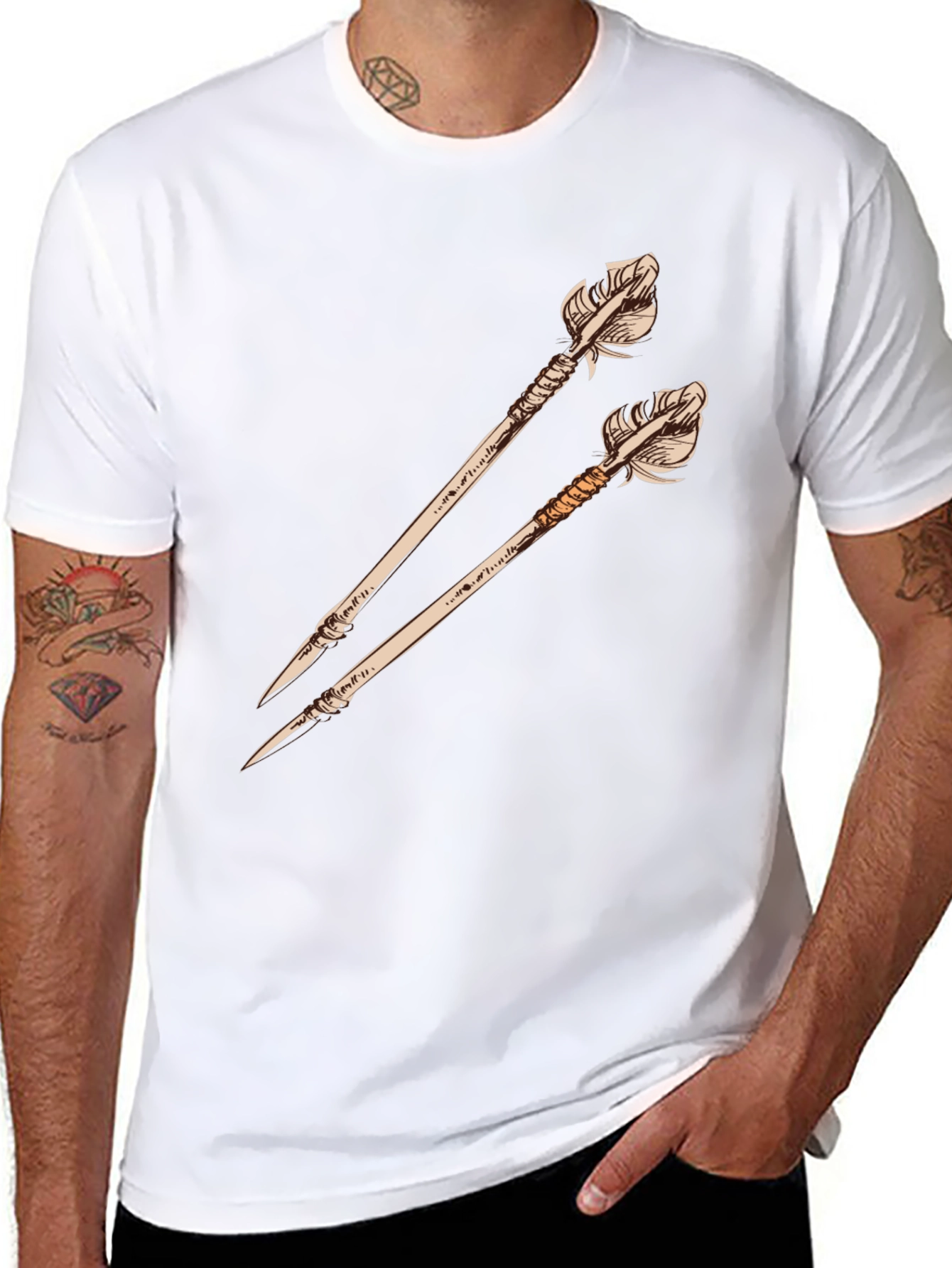 Arrow Graphic Tee - Unique Design Black Shirt