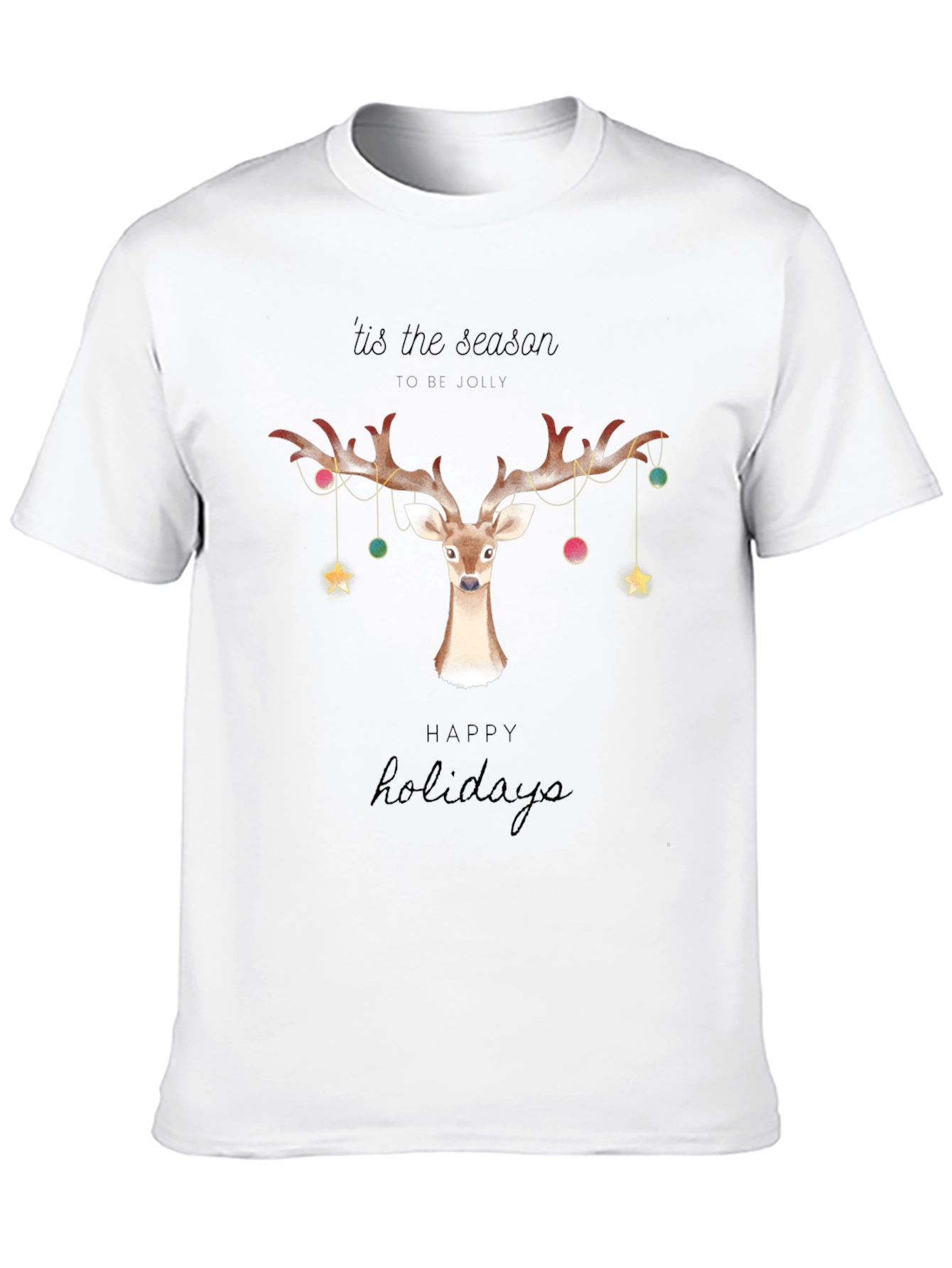Holiday Deer Graphic Tee - Tis the Season T-Shirt