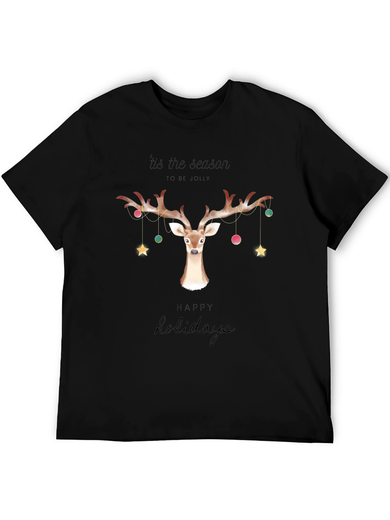 Holiday Deer Graphic Tee - Tis the Season T-Shirt