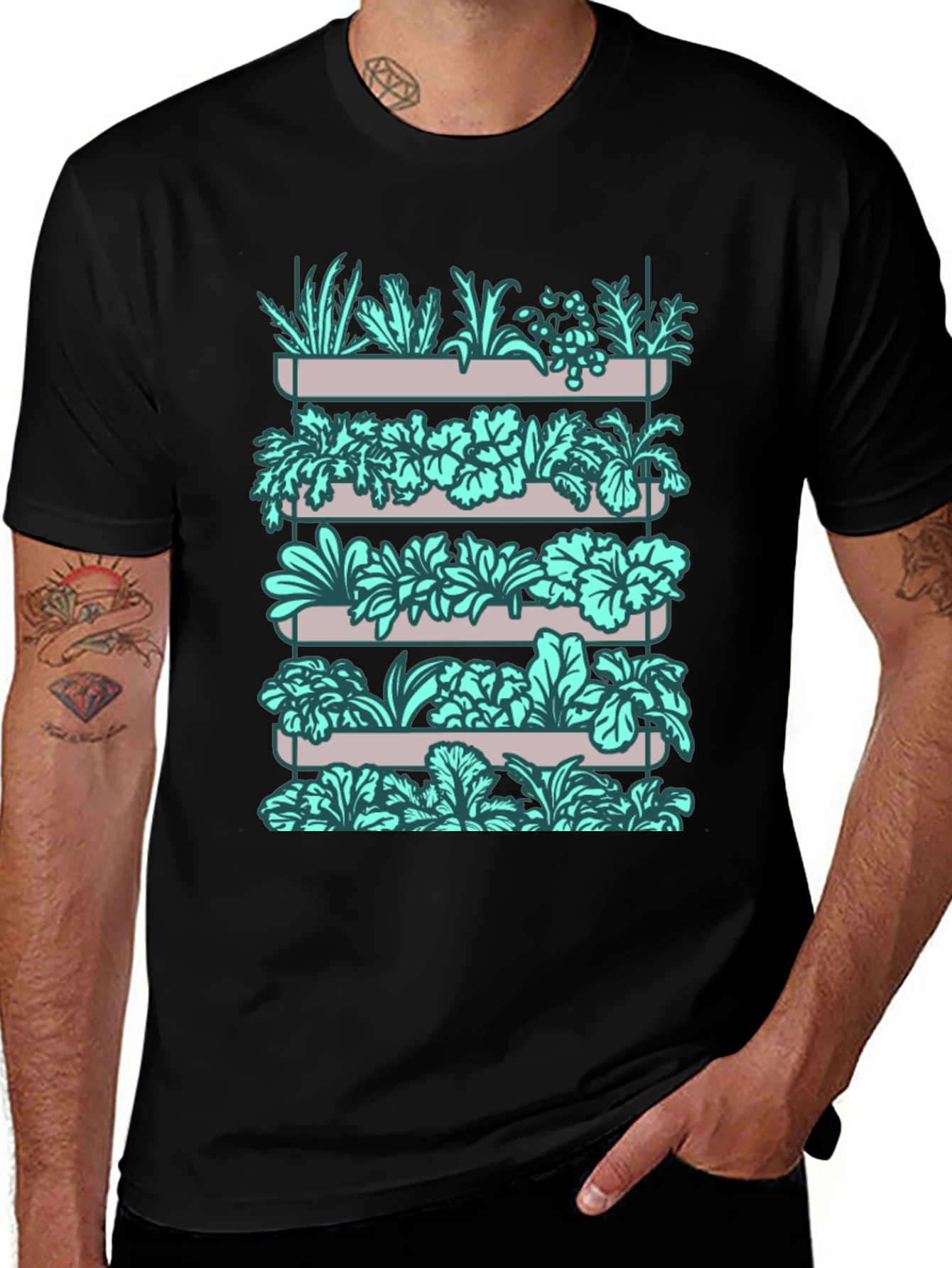 Urban Garden Tee - Stylish Vertical Garden Graphic T-Shirt