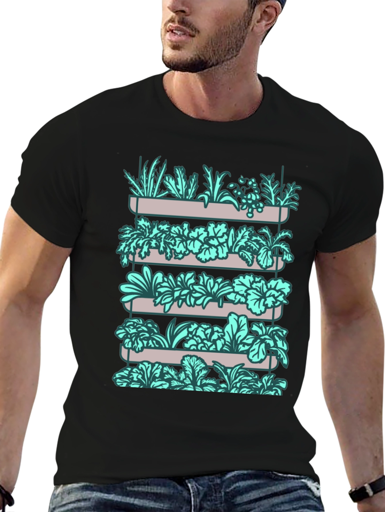 Urban Garden Tee - Stylish Vertical Garden Graphic T-Shirt