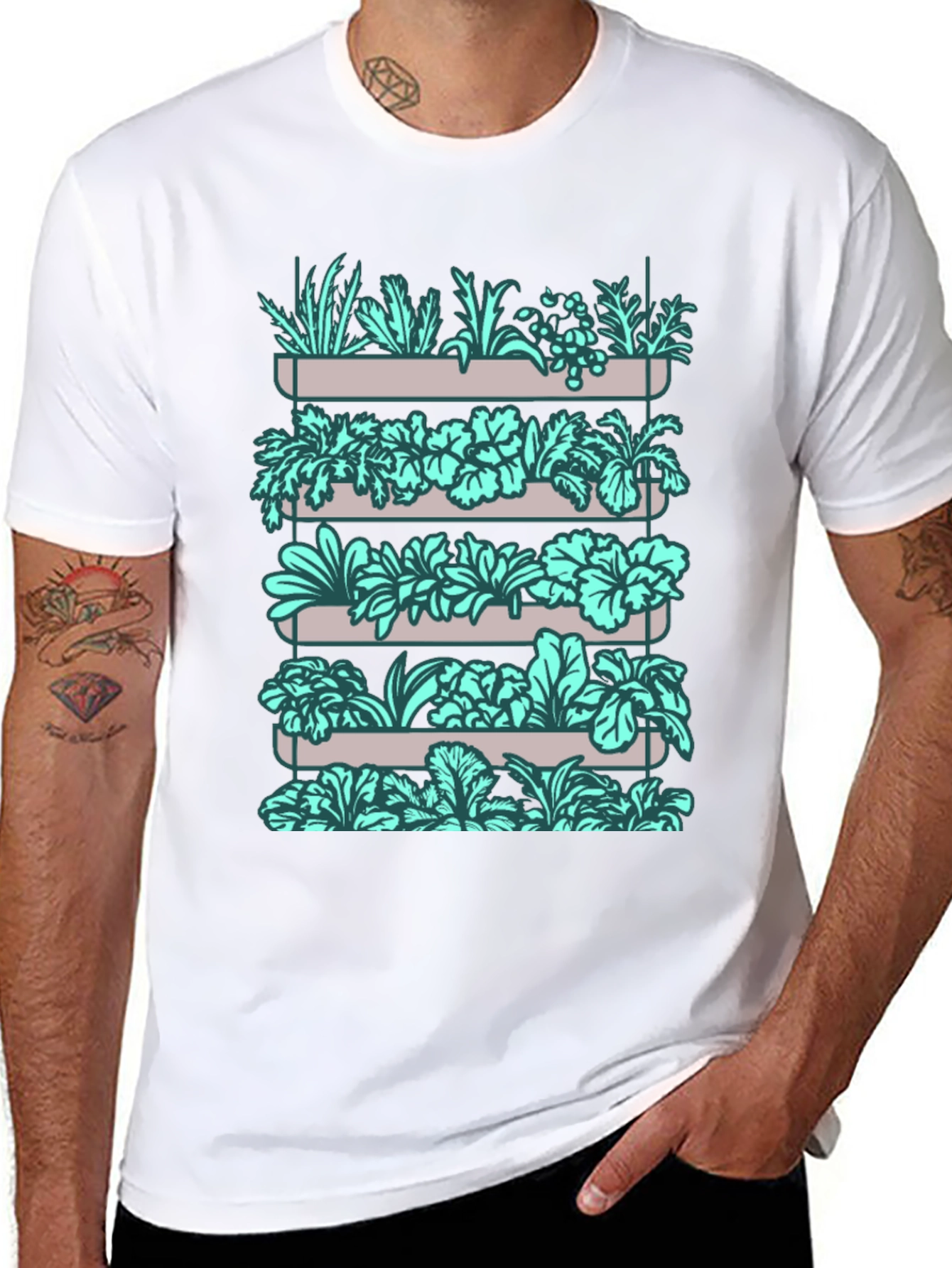 Urban Garden Tee - Stylish Vertical Garden Graphic T-Shirt