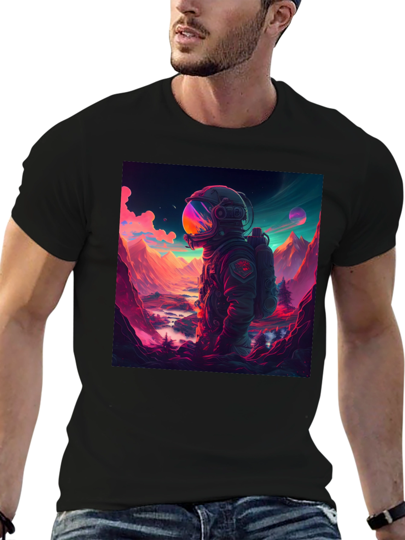 Astronaut Landscape Graphic Tee - Black
