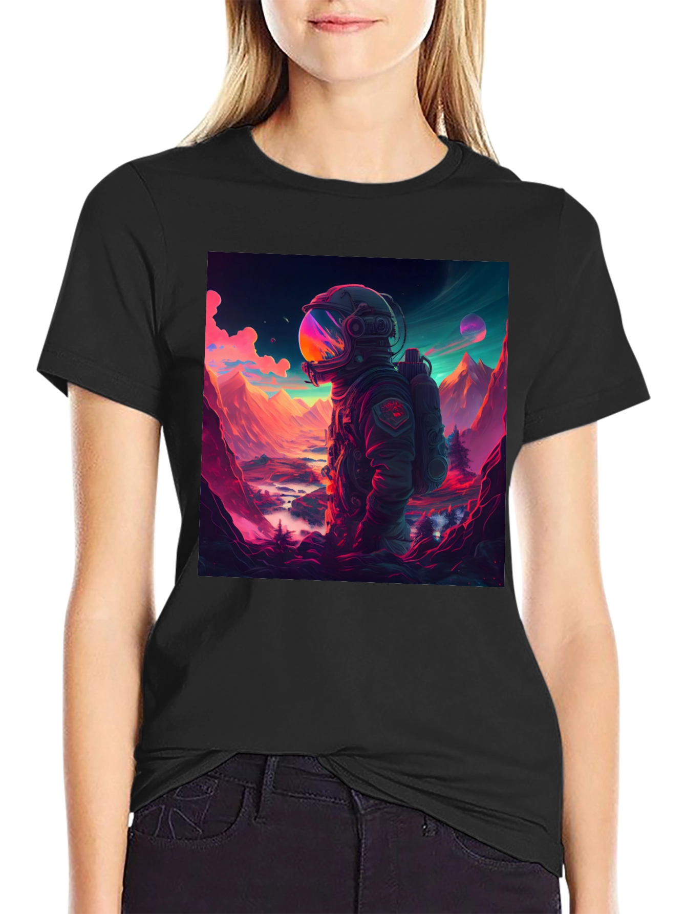 Astronaut Landscape Graphic Tee - Black