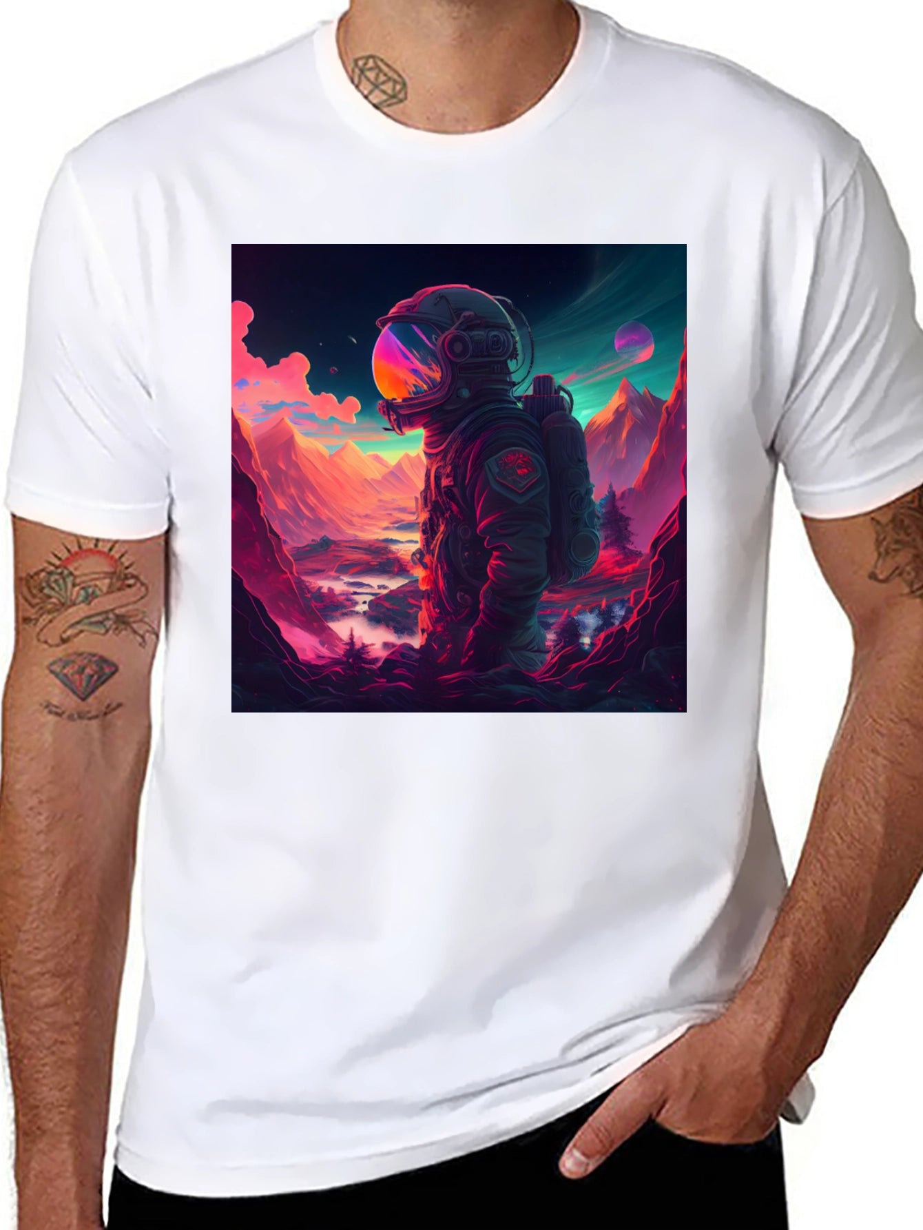 Astronaut Landscape Graphic Tee - Black