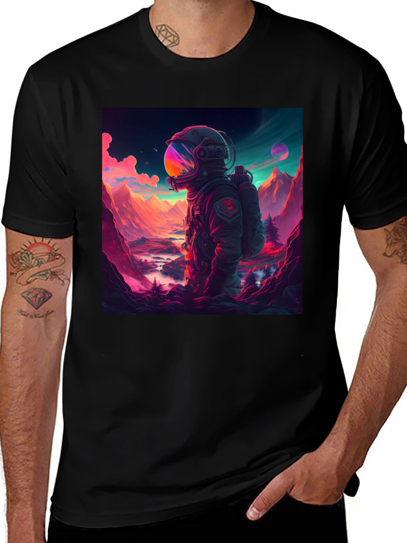 Astronaut Landscape Graphic Tee - Black