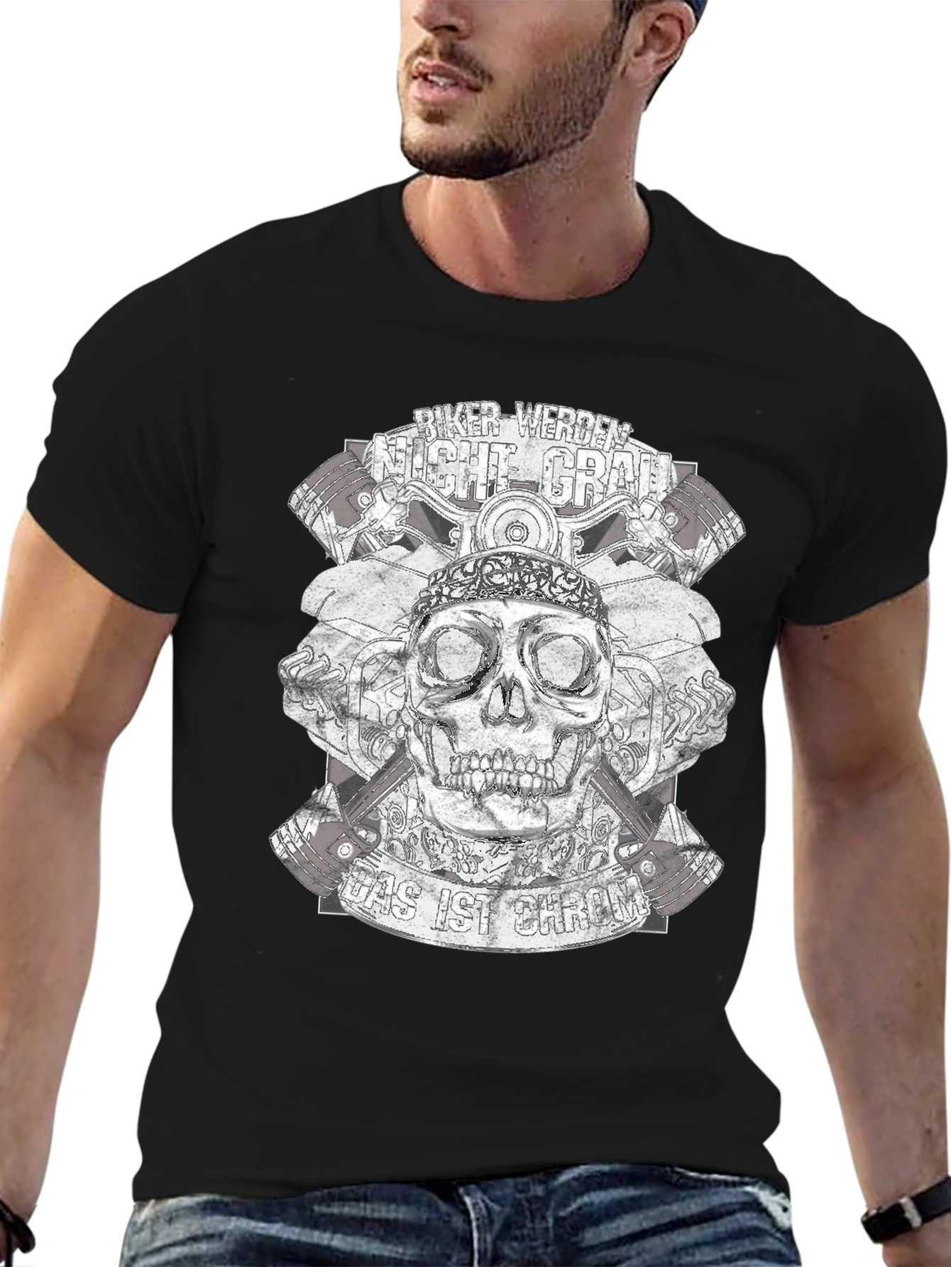 Biker Werden Night Grab Black T-Shirt