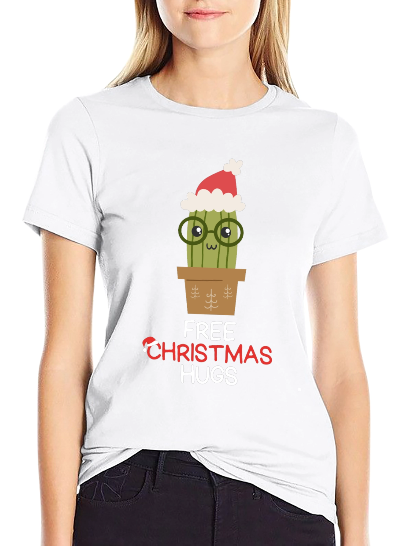 Funny Christmas Cactus Hugs T-Shirt