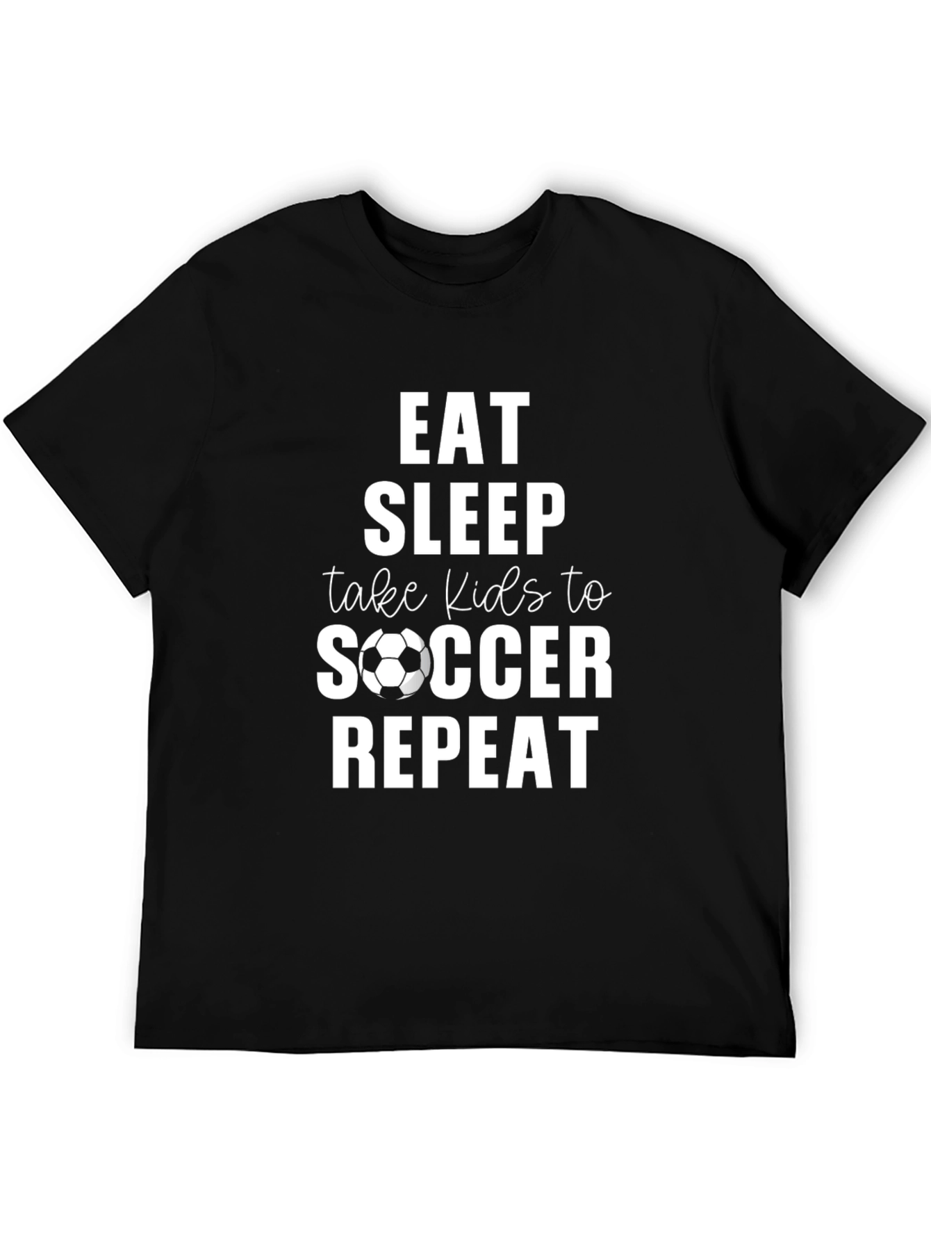 Eat Sleep Soccer Repeat Black Graphic Tee