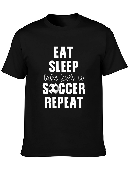 Eat Sleep Soccer Repeat Black Graphic Tee
