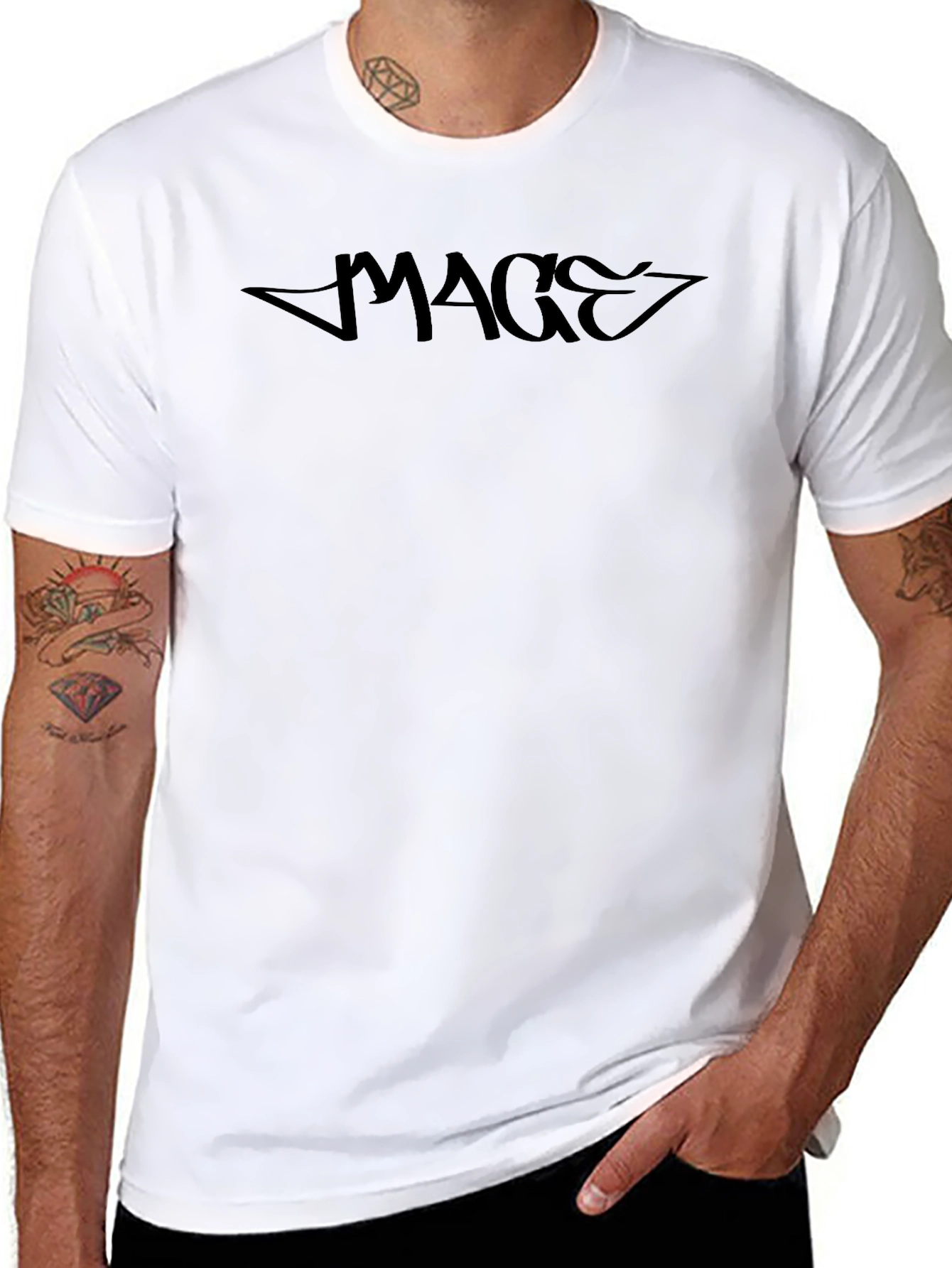 MAGE Black Graphic Tee - Casual Style