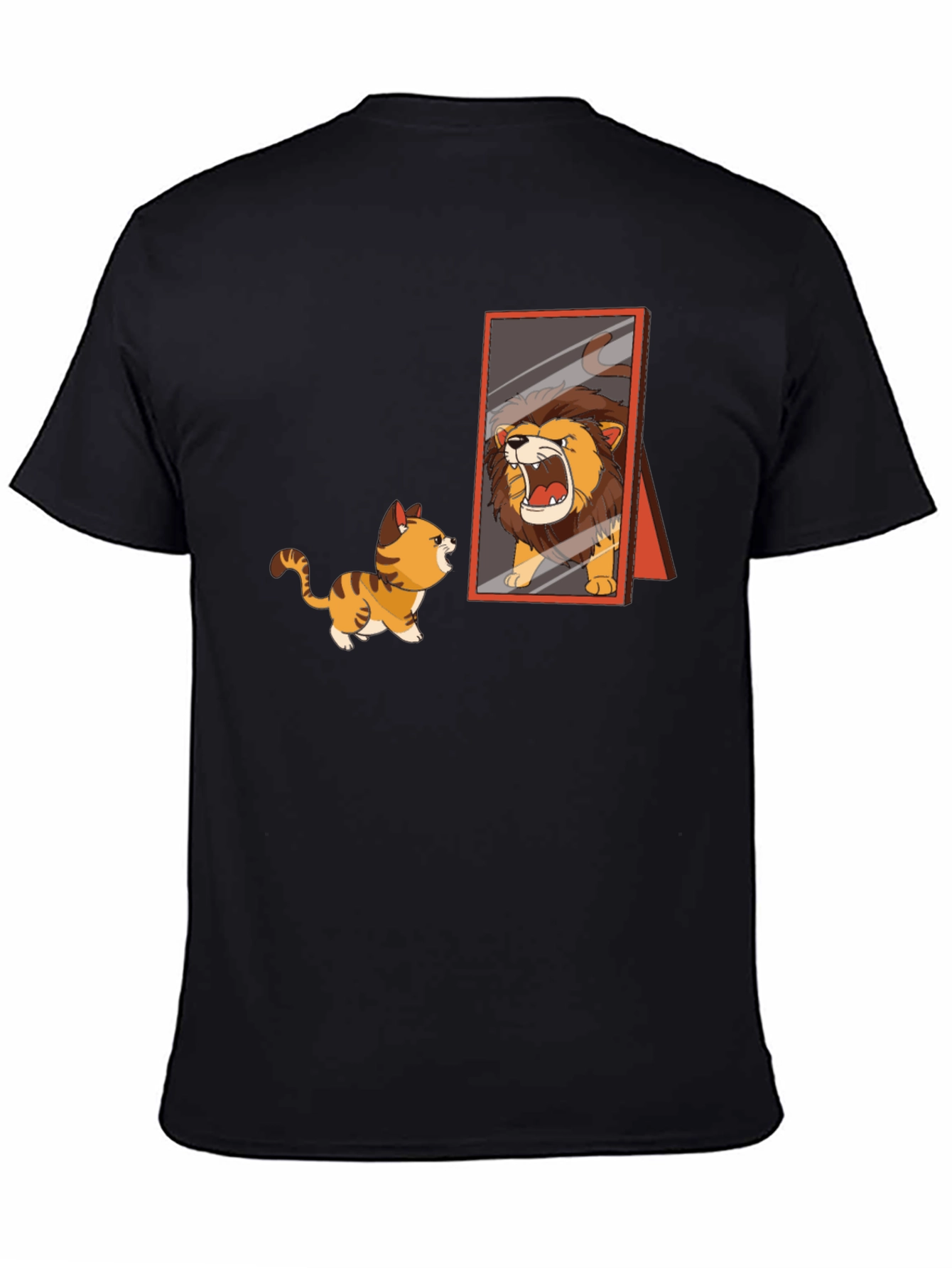 Funny Kitten Lion Mirror Graphic T-Shirt