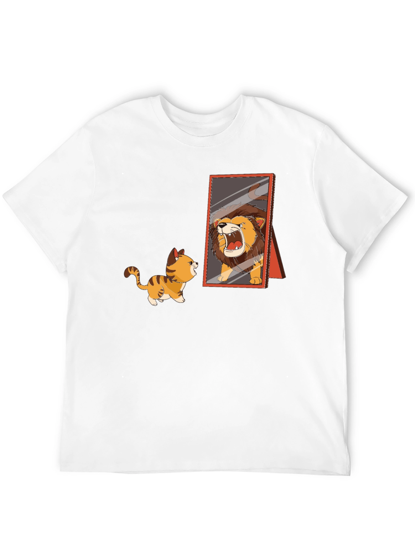 Funny Kitten Lion Mirror Graphic T-Shirt