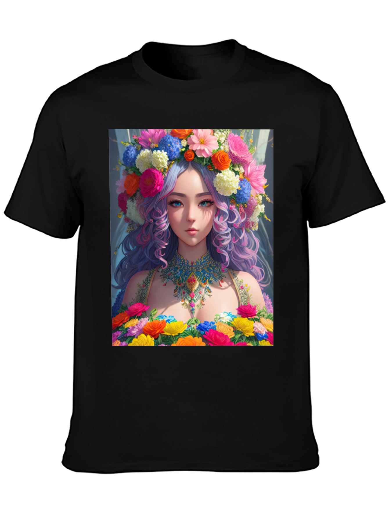 Floral Goddess Graphic Tee - Unique Anime Style