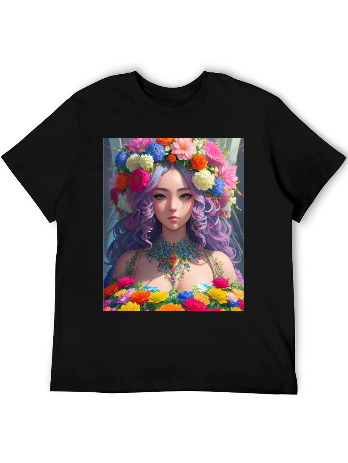 Floral Goddess Graphic Tee - Unique Anime Style