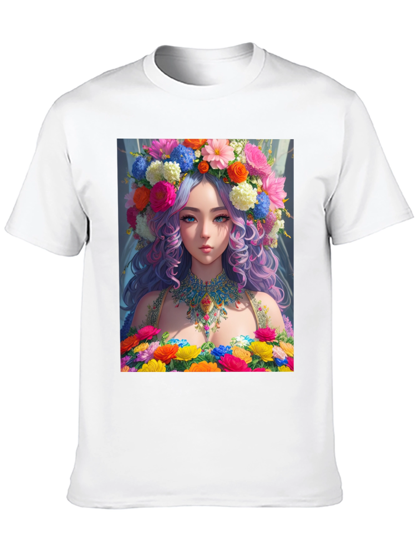 Floral Goddess Graphic Tee - Unique Anime Style
