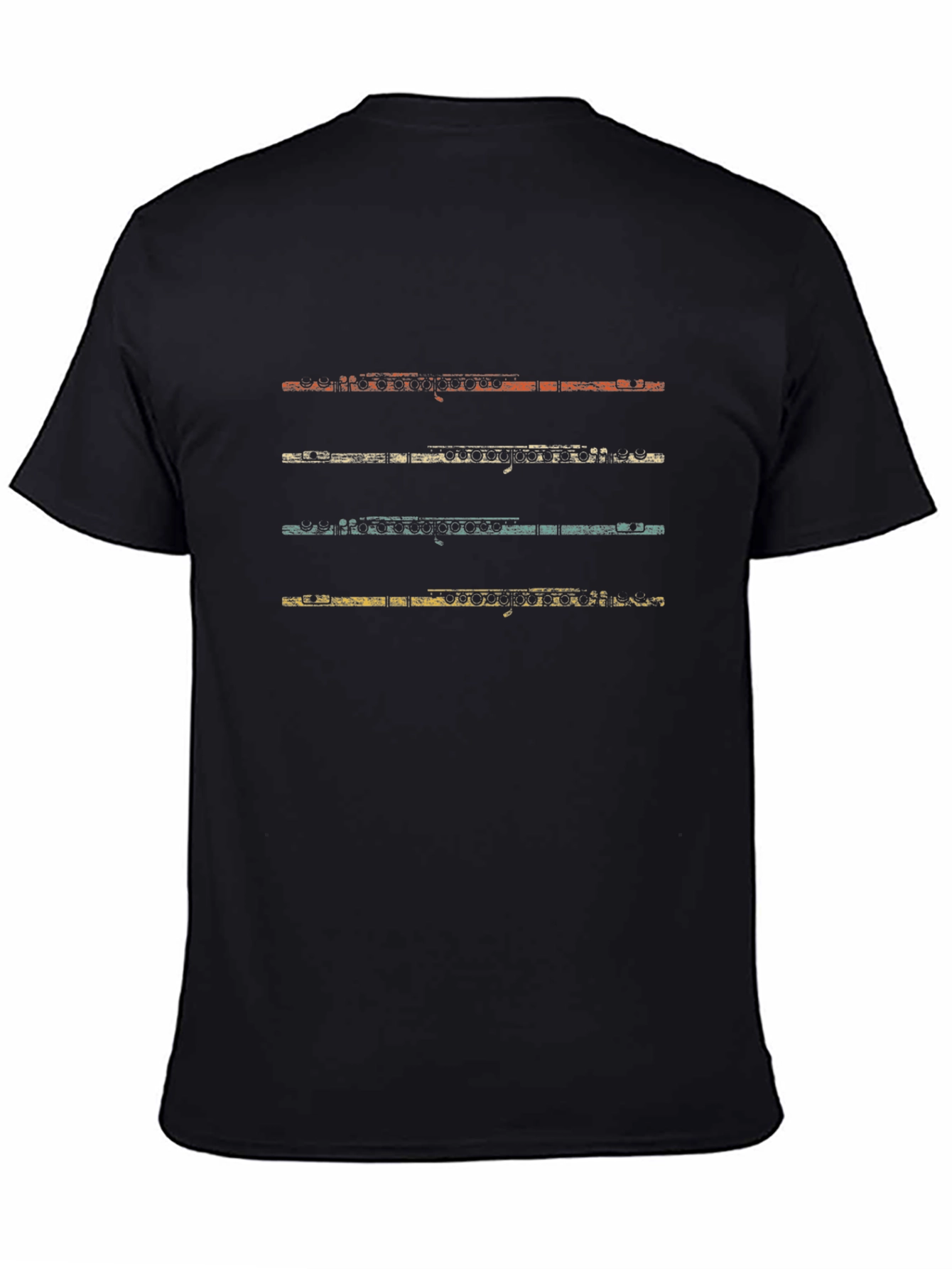 Retro Flute Player Black T-Shirt