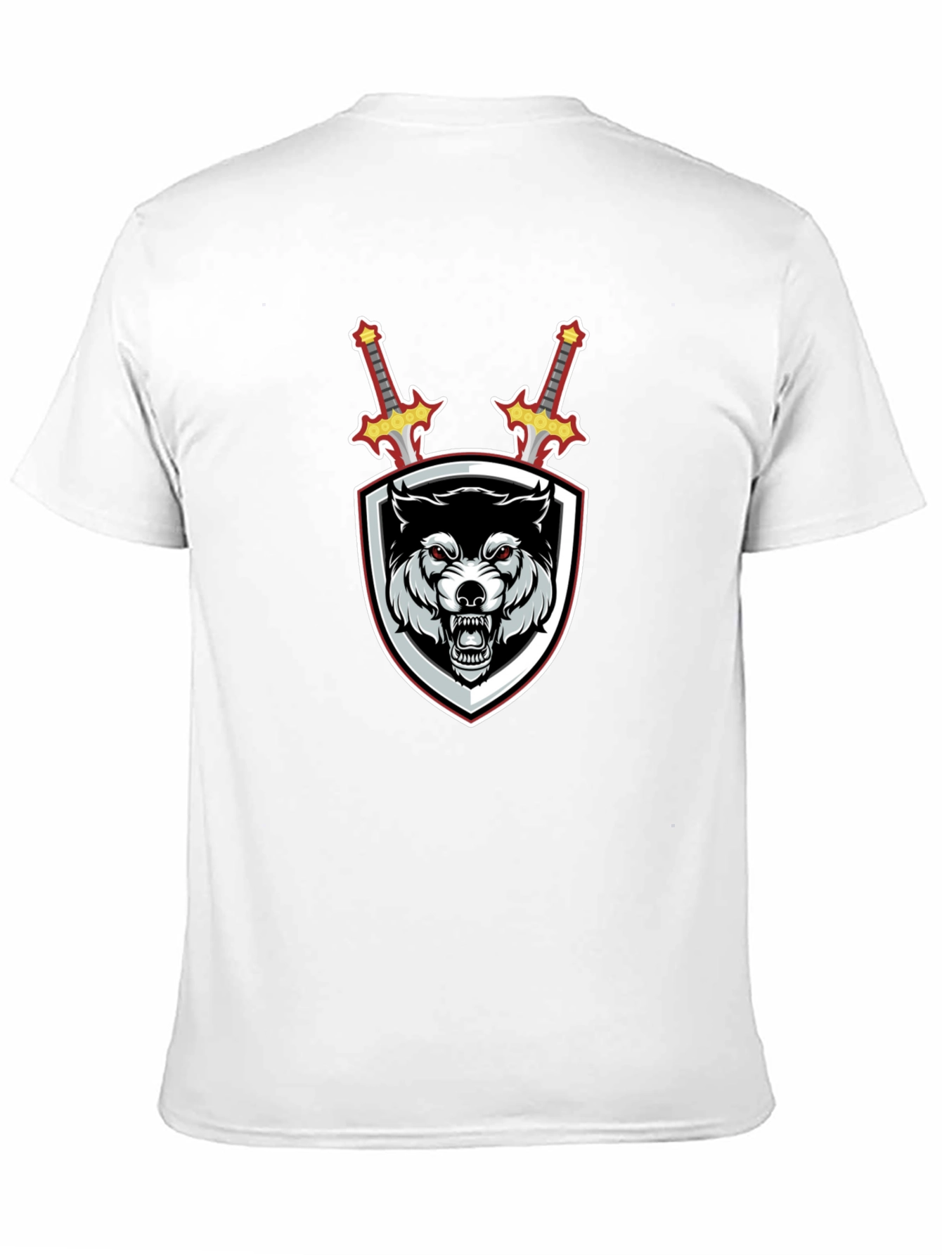 Wolf Shield Swords Graphic Black T-Shirt