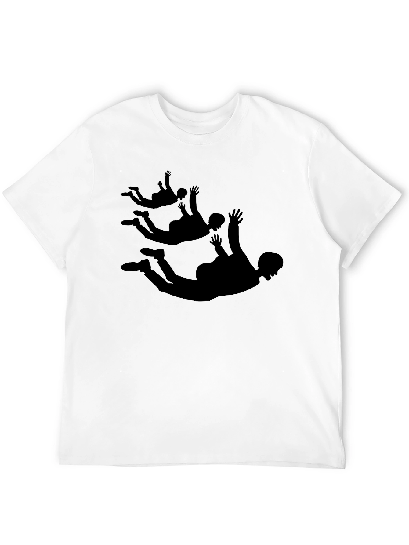 Skydiving Silhouette Graphic Tee - Black Cotton Shirt