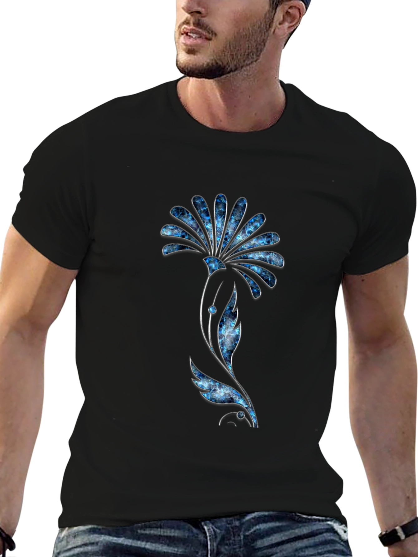 Floral Graphic Tee - Modern Black T-Shirt