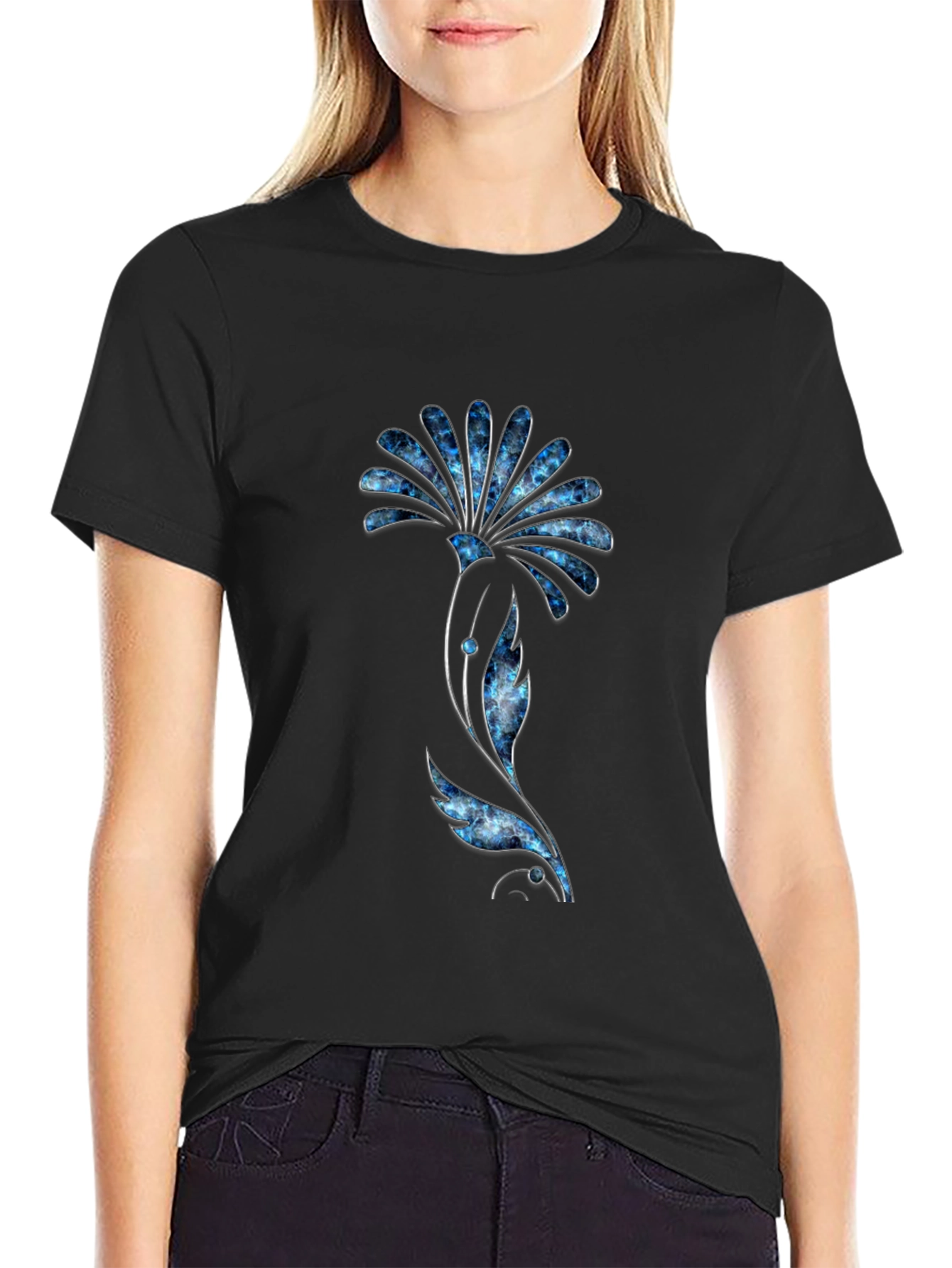 Floral Graphic Tee - Modern Black T-Shirt