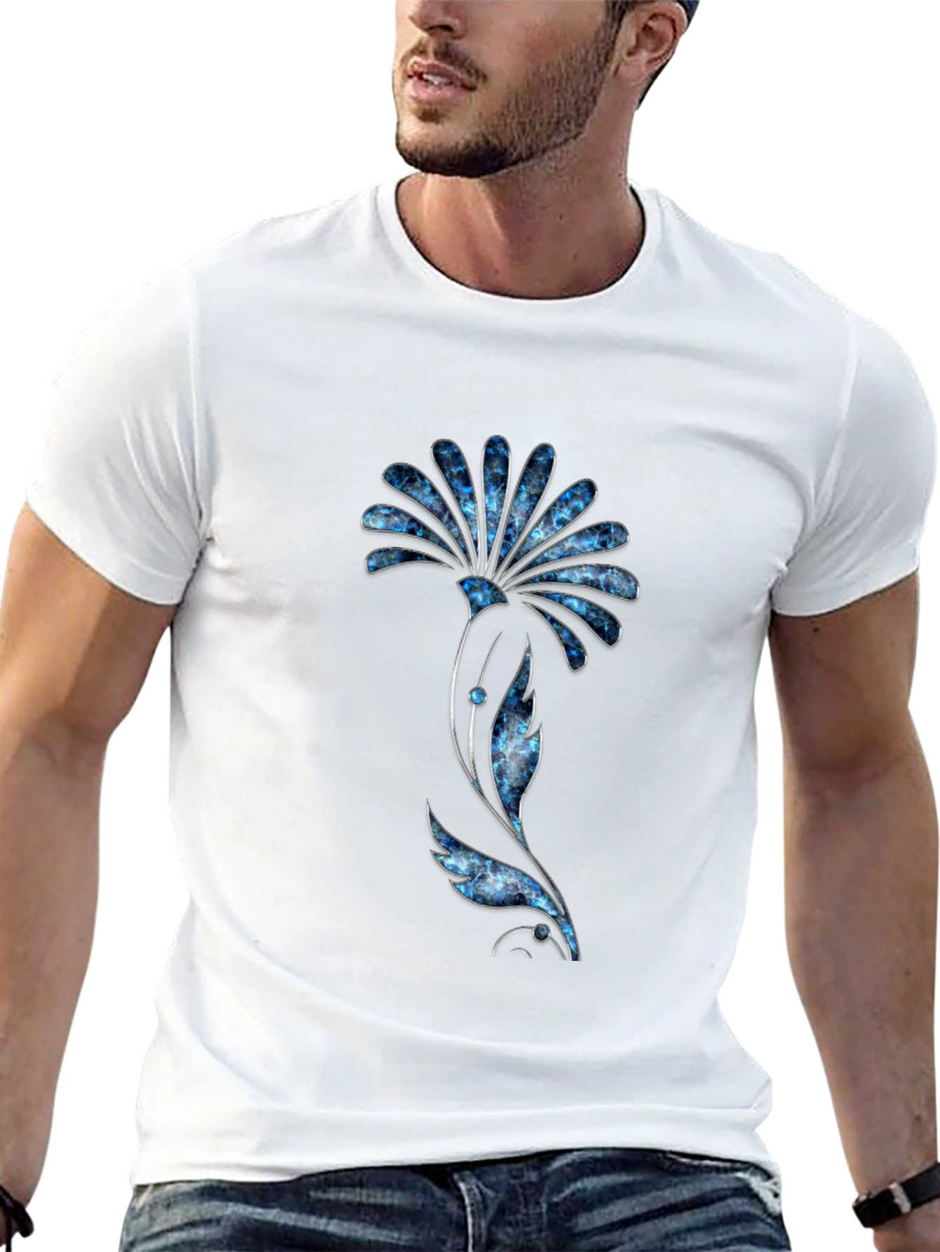 Floral Graphic Tee - Modern Black T-Shirt