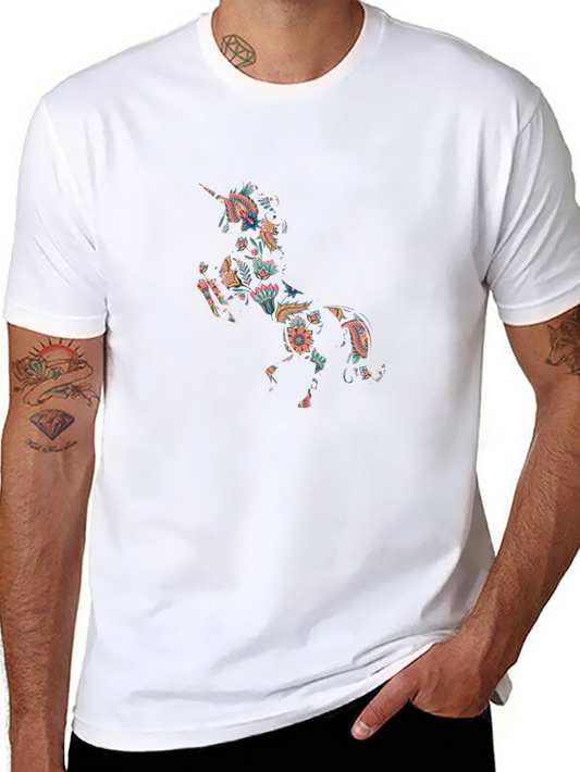 Floral Unicorn Graphic Tee - Black