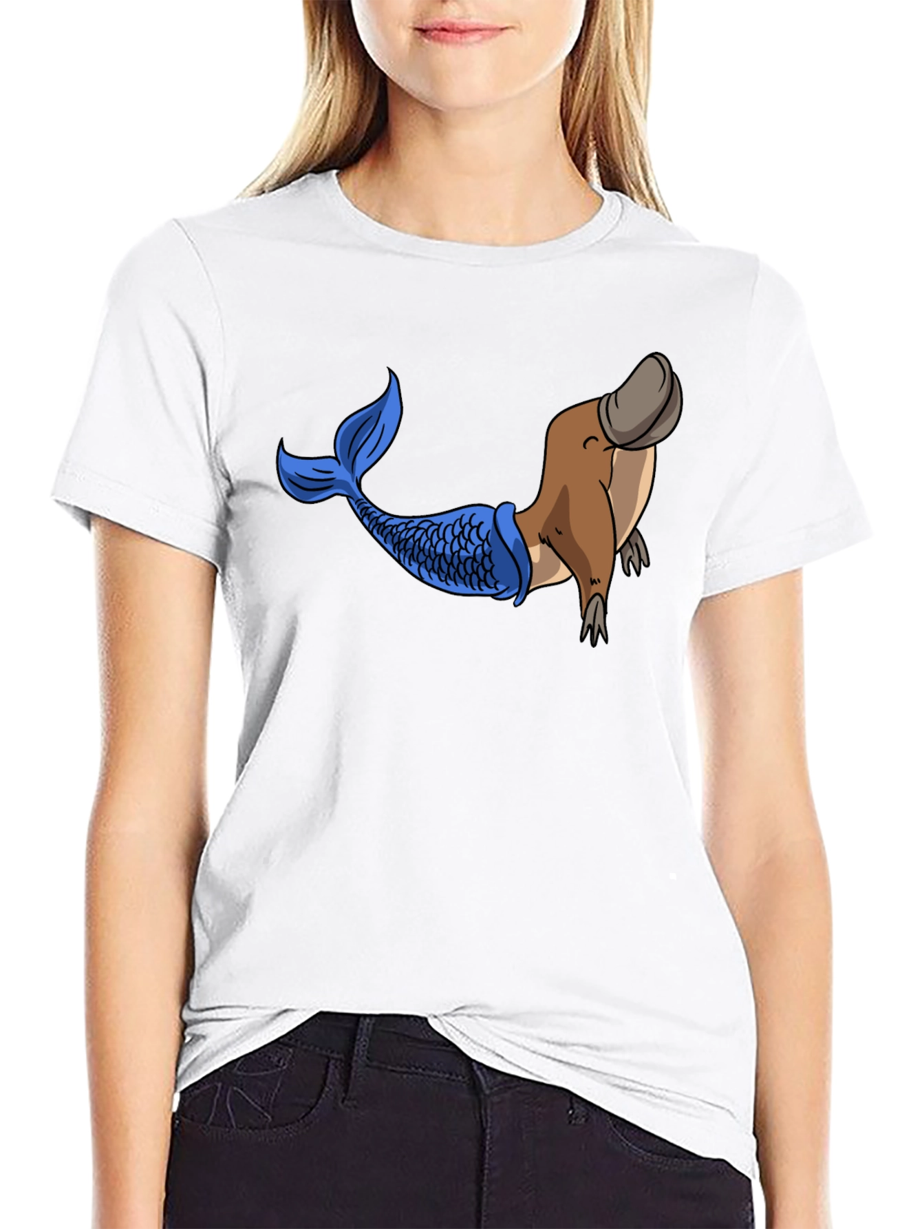 Platypus Mermaid Graphic Tee - Black