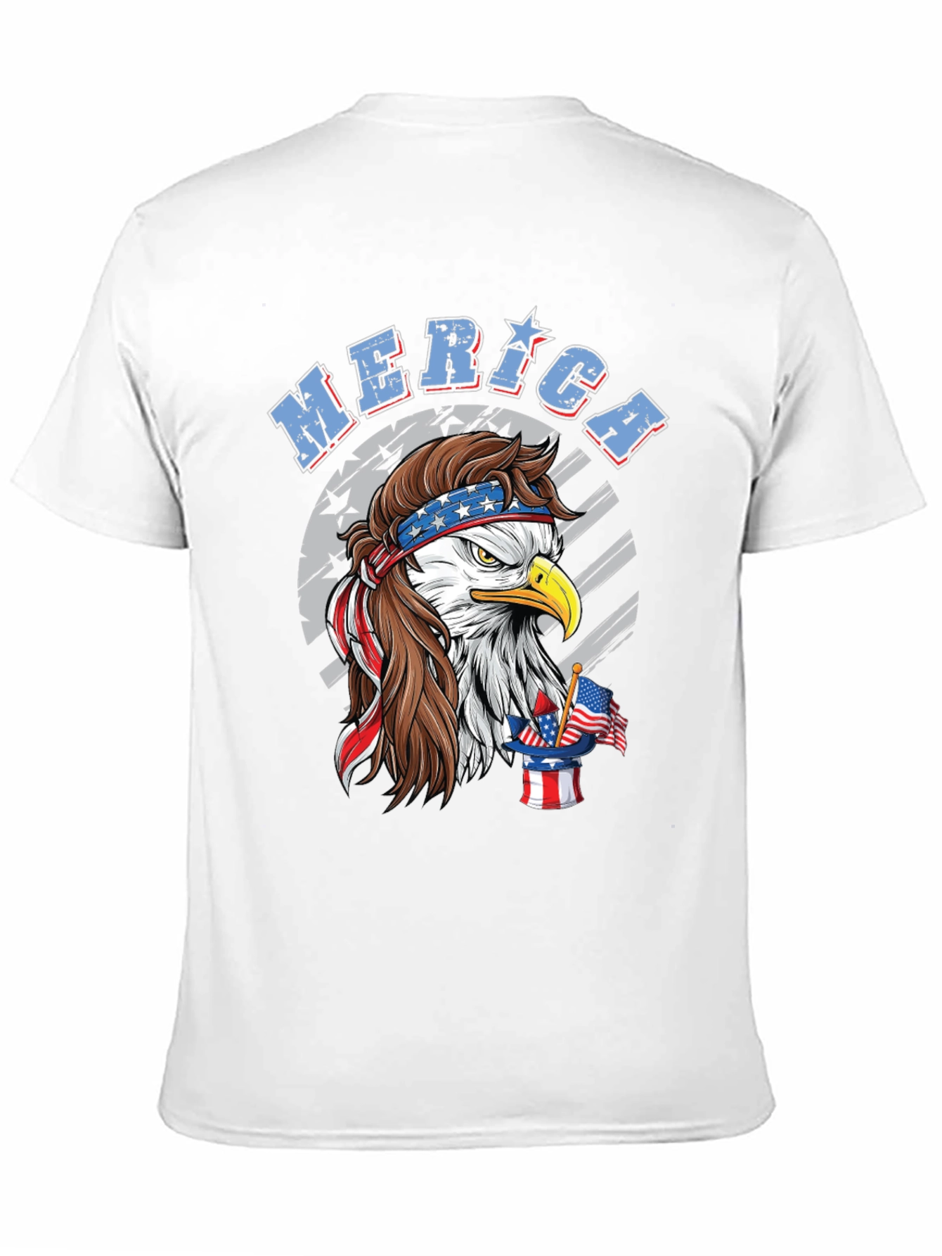 Patriotic Eagle Mullet Graphic Tee - American Pride
