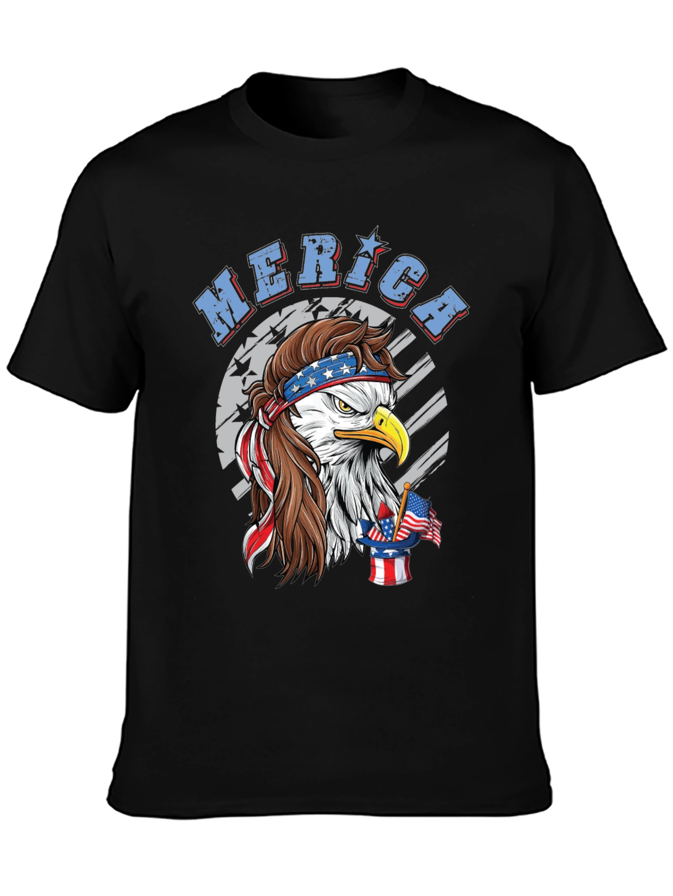 Patriotic Eagle Mullet Graphic Tee - American Pride