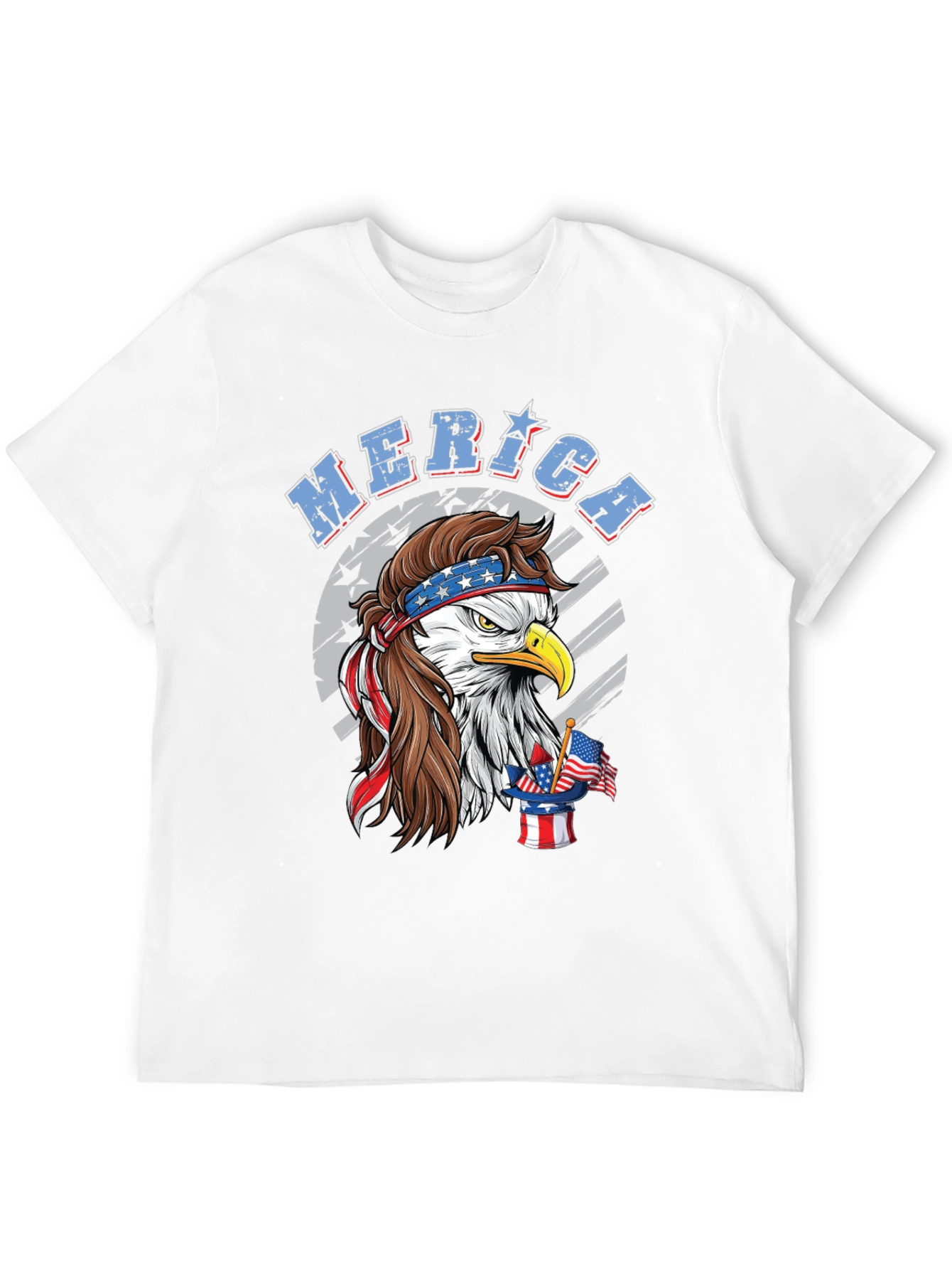 Patriotic Eagle Mullet Graphic Tee - American Pride