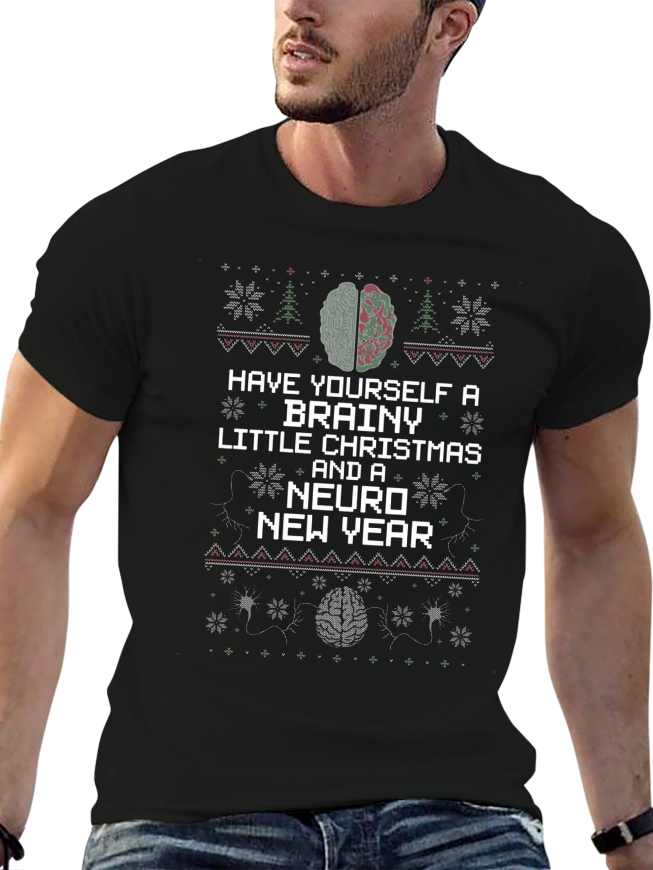 Brainy Christmas T-Shirt - Neuro New Year