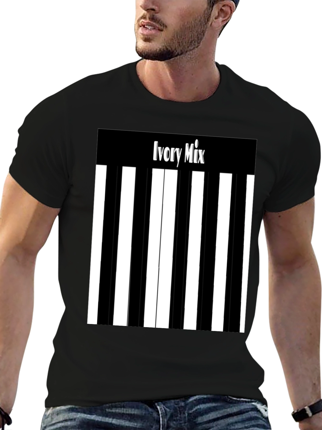Ivory Mix Piano Keys Graphic Tee - Black