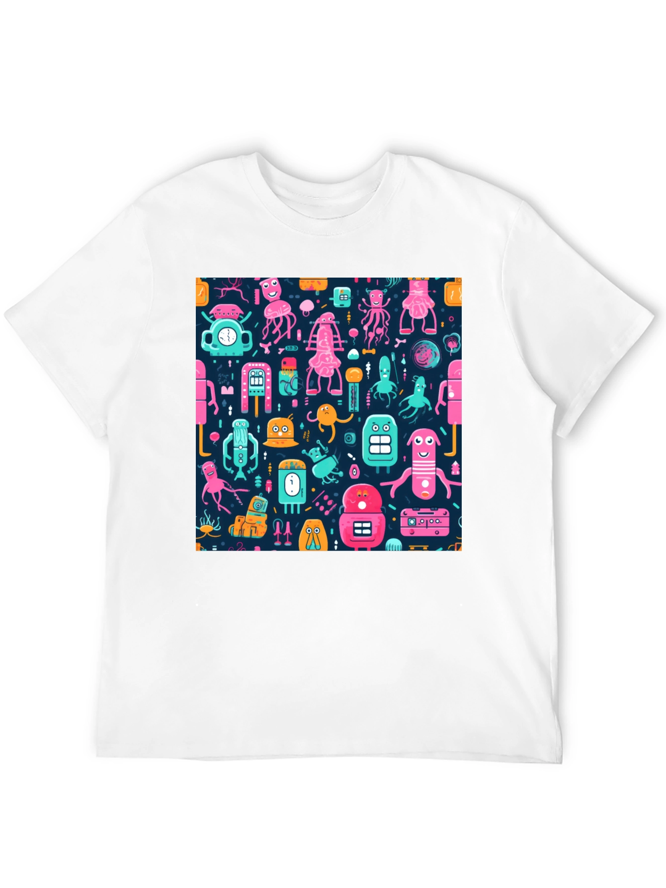 Funky Robot Pattern T-Shirt