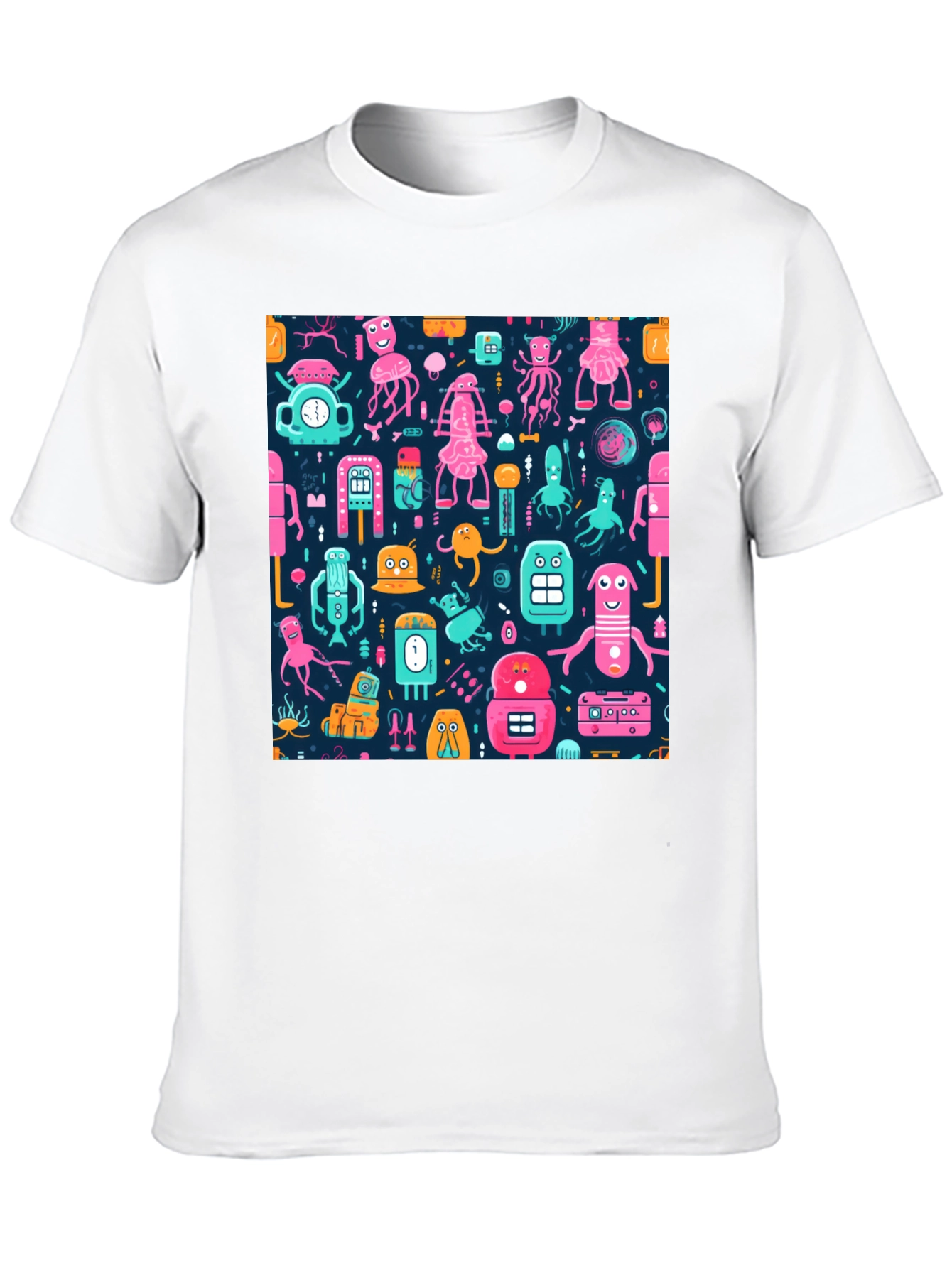 Funky Robot Pattern T-Shirt