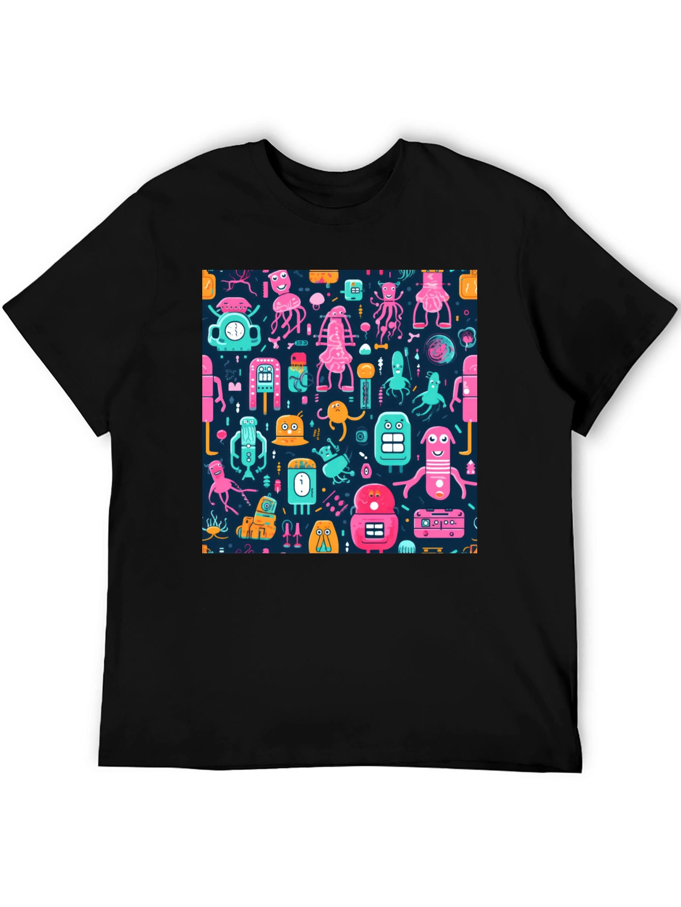Funky Robot Pattern T-Shirt