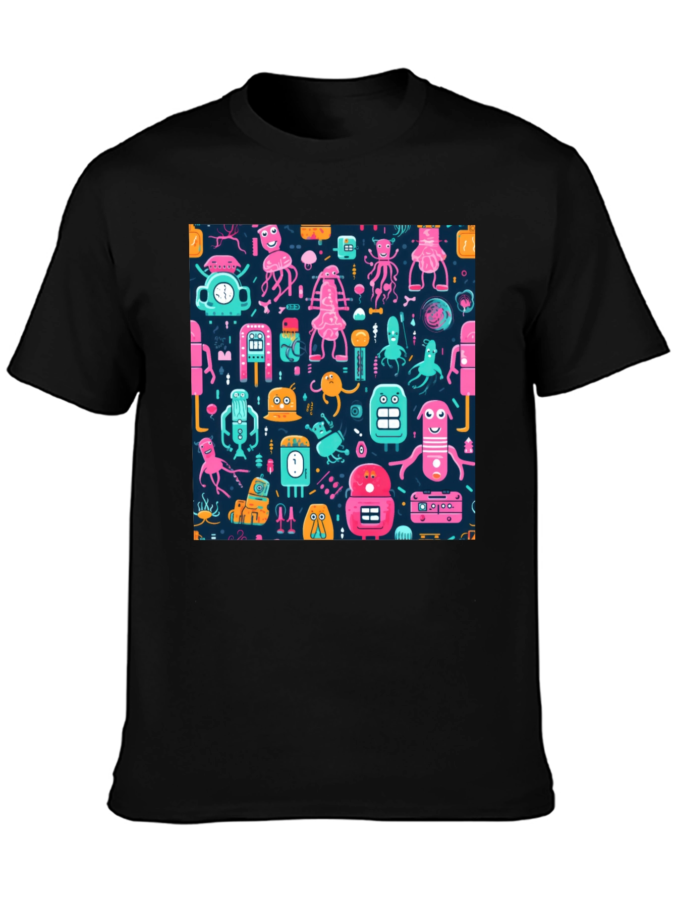 Funky Robot Pattern T-Shirt